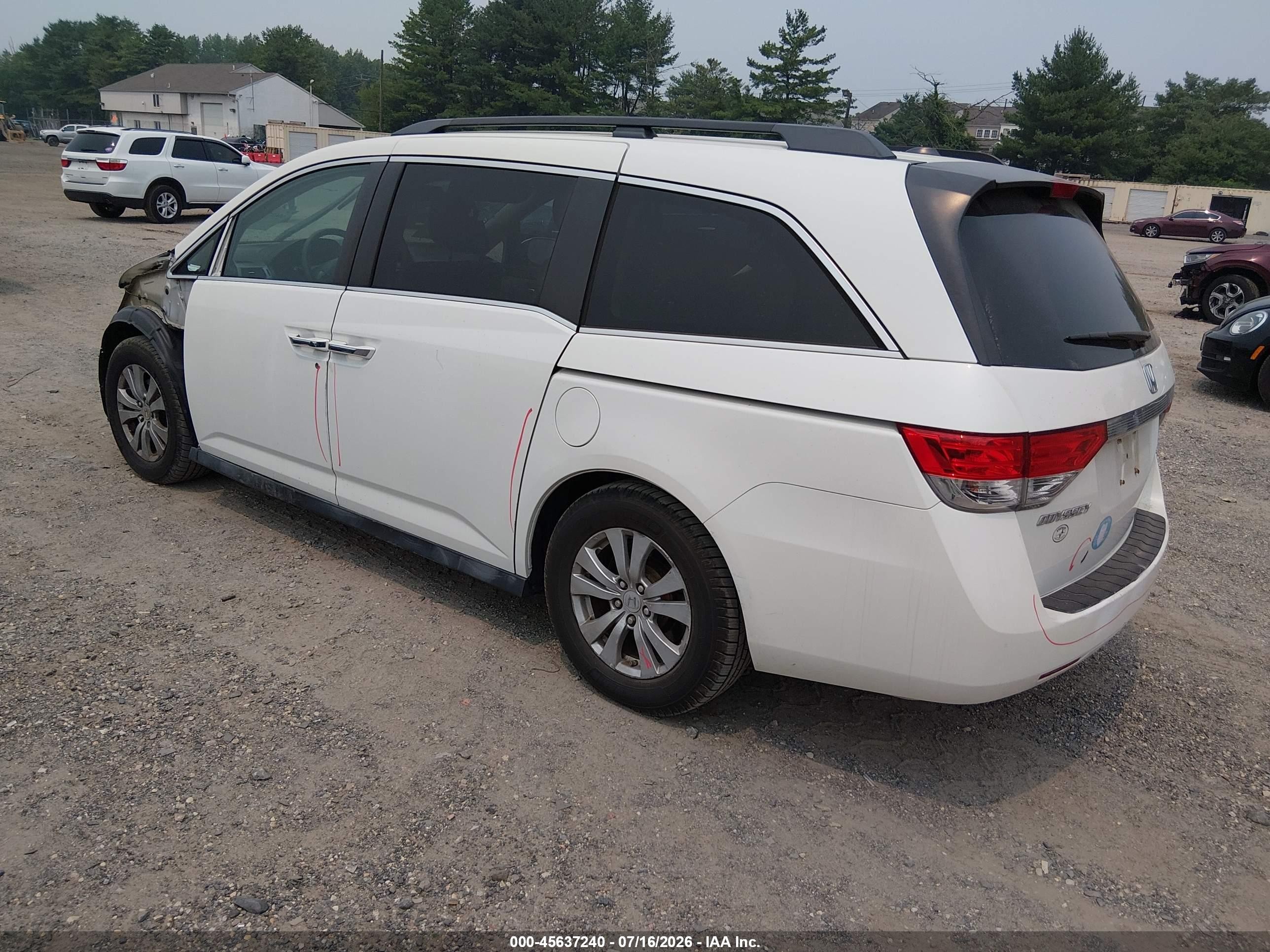 2014 Honda Odyssey Ex-l White vin: 5FNRL5H67EB101713