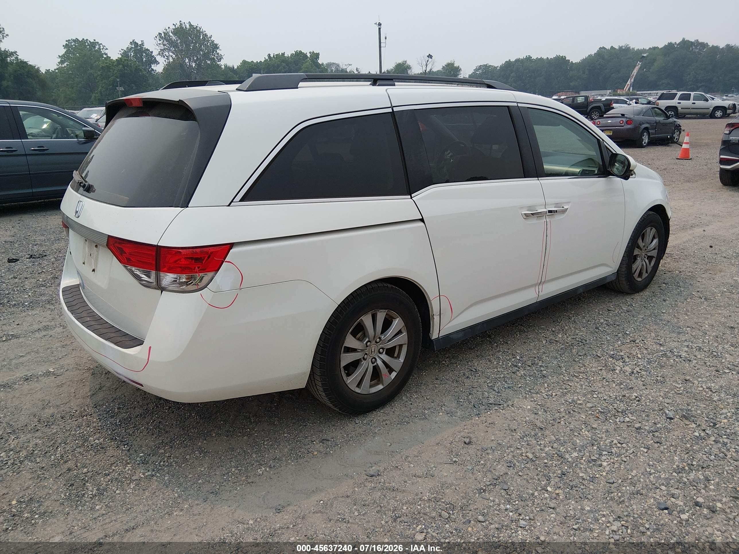 2014 Honda Odyssey Ex-l White vin: 5FNRL5H67EB101713