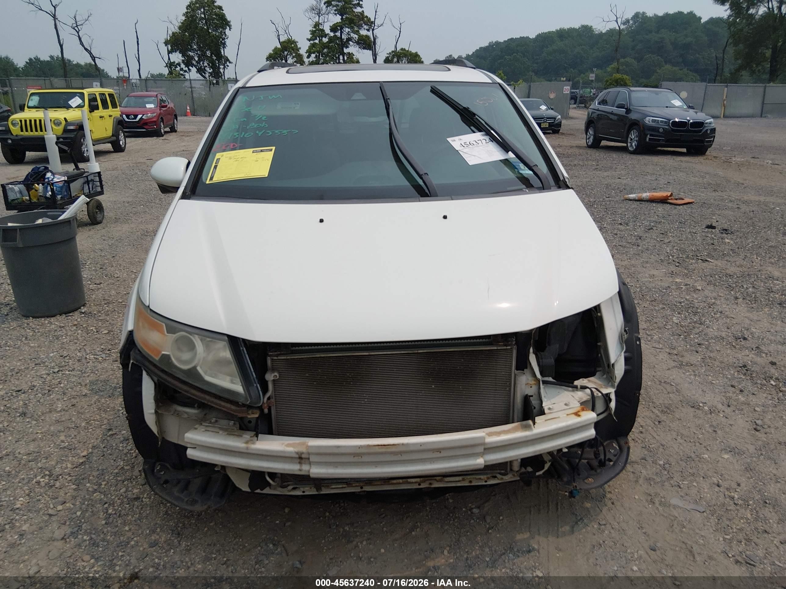 2014 Honda Odyssey Ex-l White vin: 5FNRL5H67EB101713