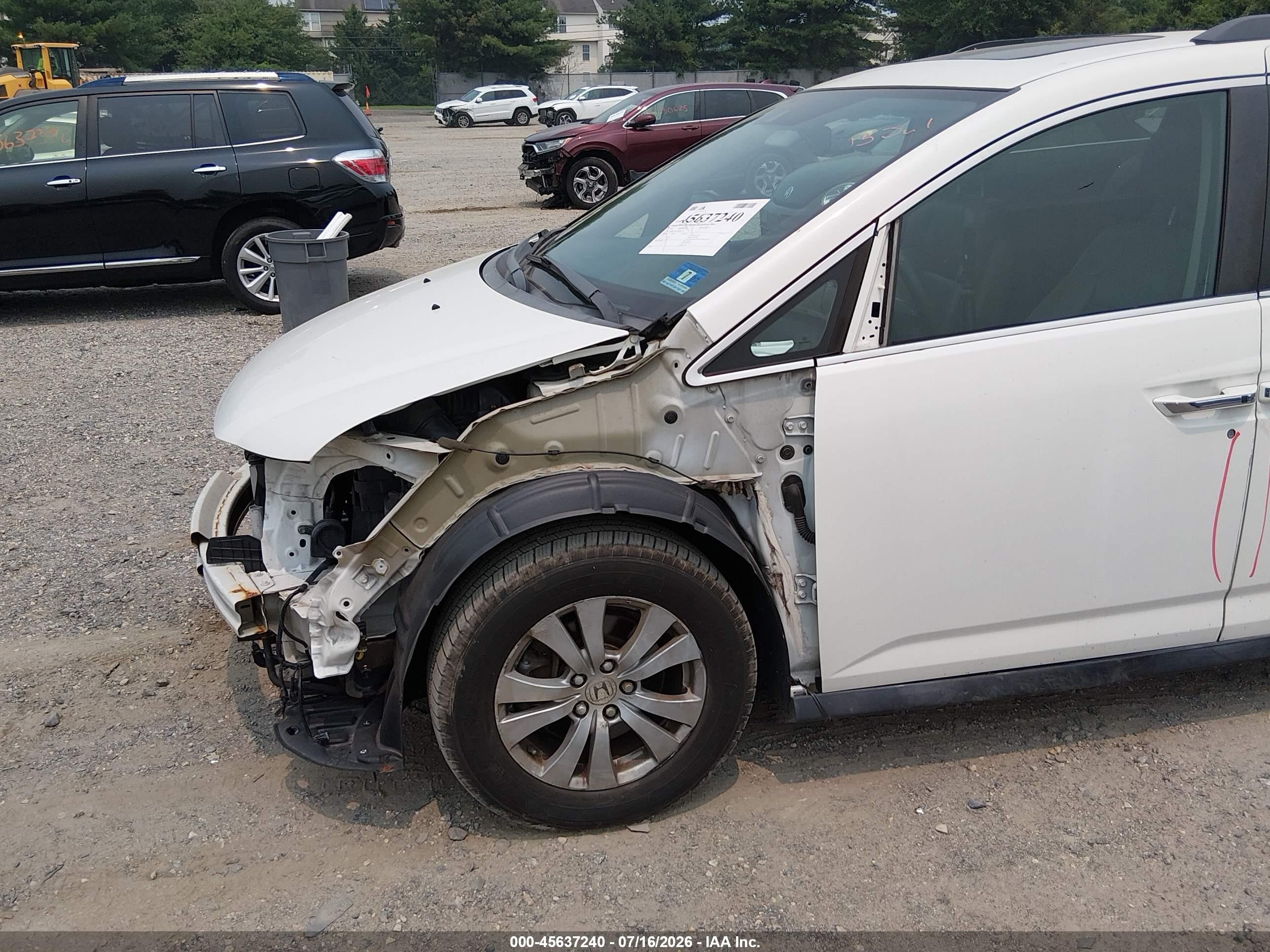 2014 Honda Odyssey Ex-l White vin: 5FNRL5H67EB101713