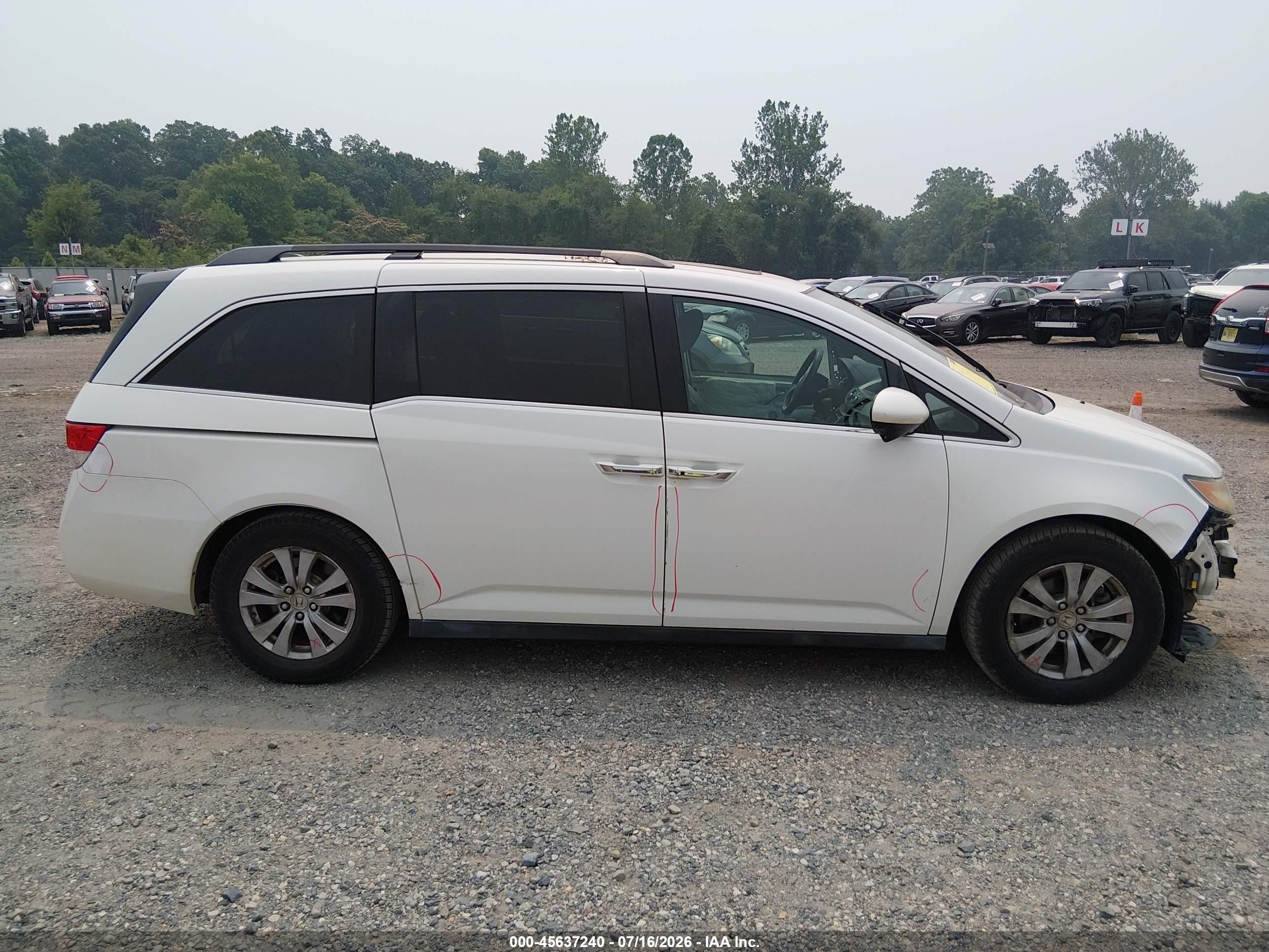 2014 Honda Odyssey Ex-l White vin: 5FNRL5H67EB101713