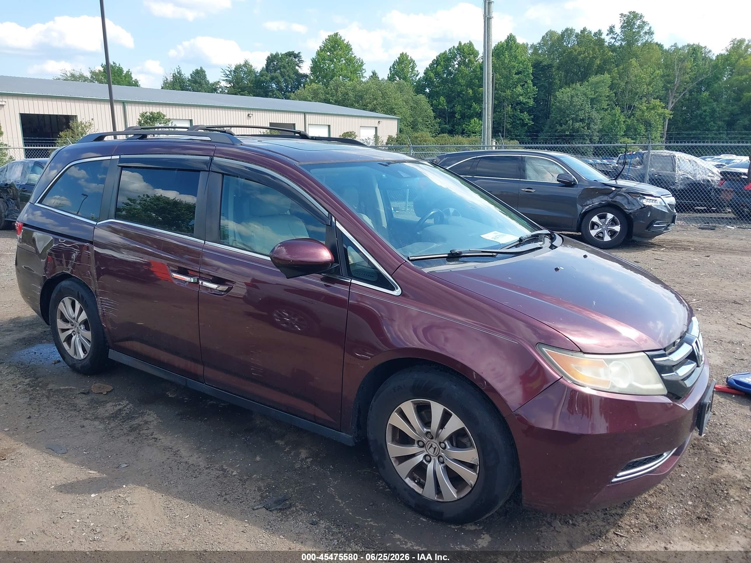 2015 Honda Odyssey Ex-l Purple vin: 5FNRL5H67FB063837