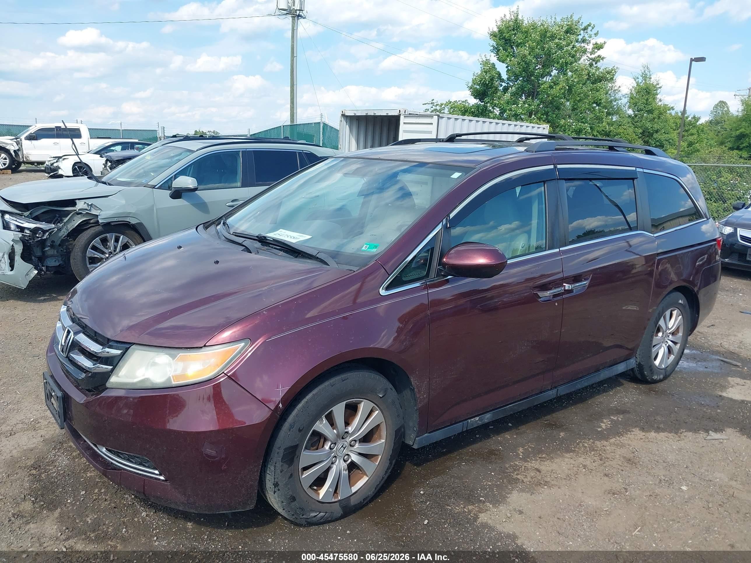 2015 Honda Odyssey Ex-l Purple vin: 5FNRL5H67FB063837