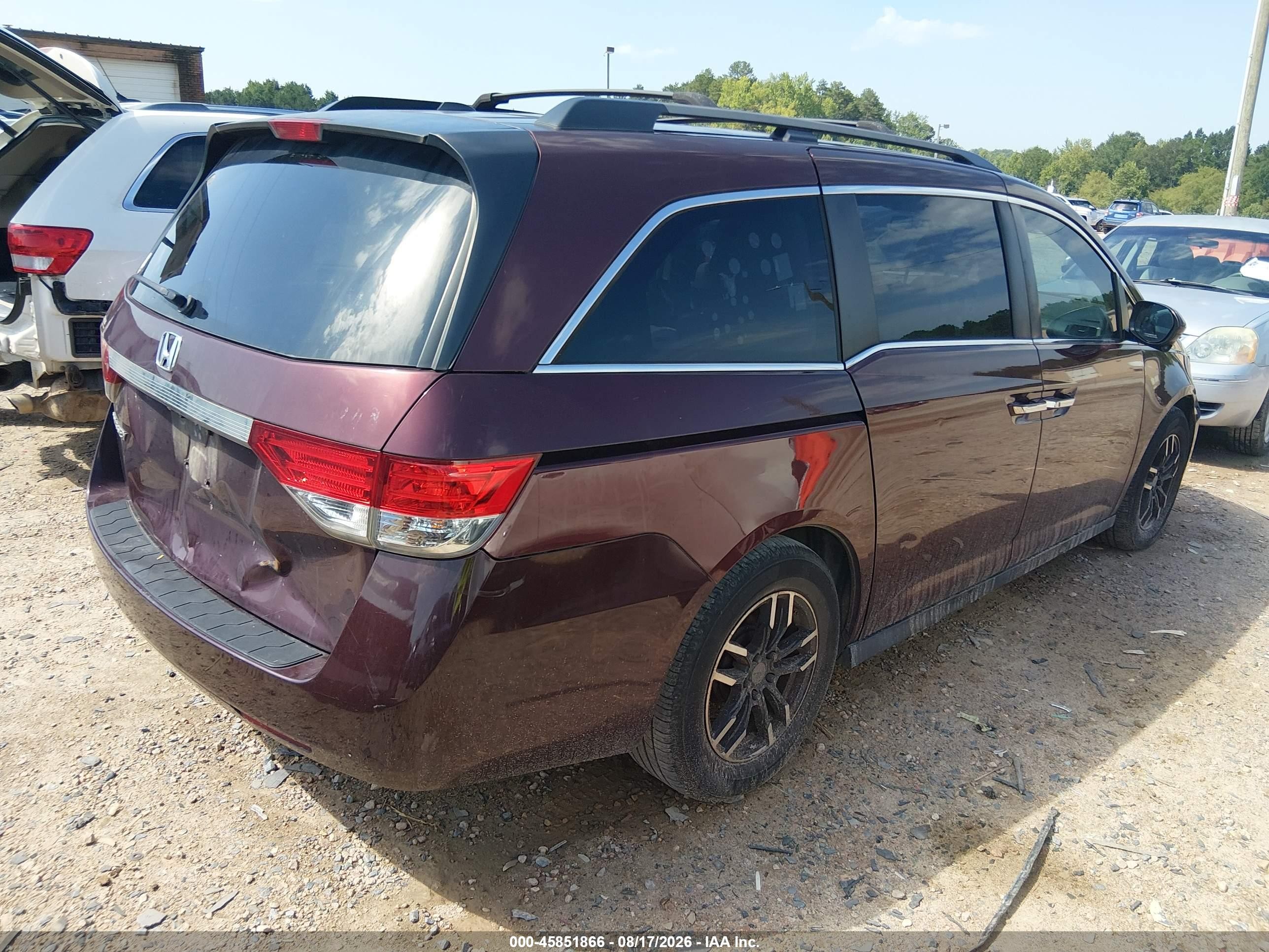 2015 Honda Odyssey Ex-l Burgundy vin: 5FNRL5H67FB101860