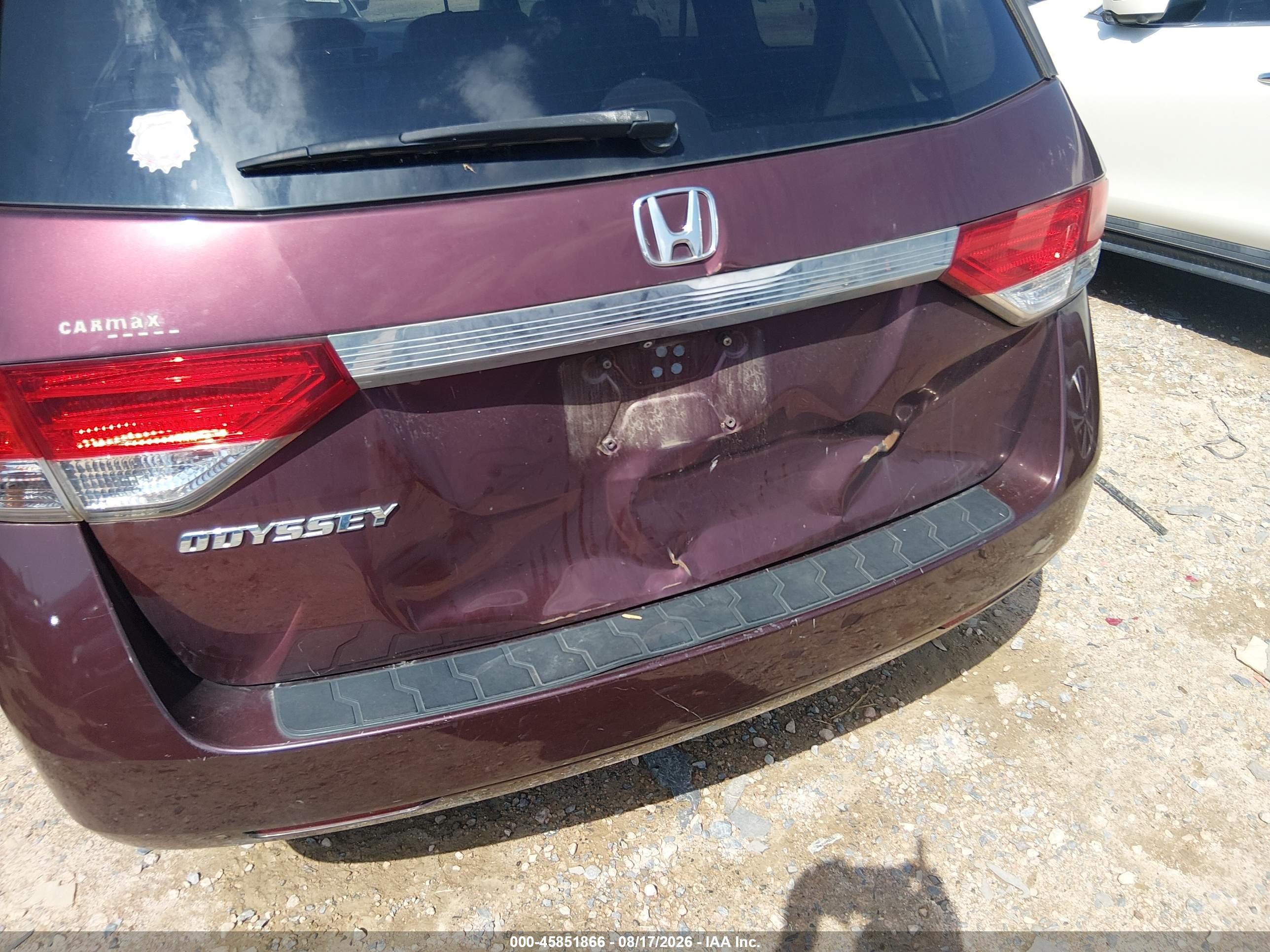 2015 Honda Odyssey Ex-l Burgundy vin: 5FNRL5H67FB101860