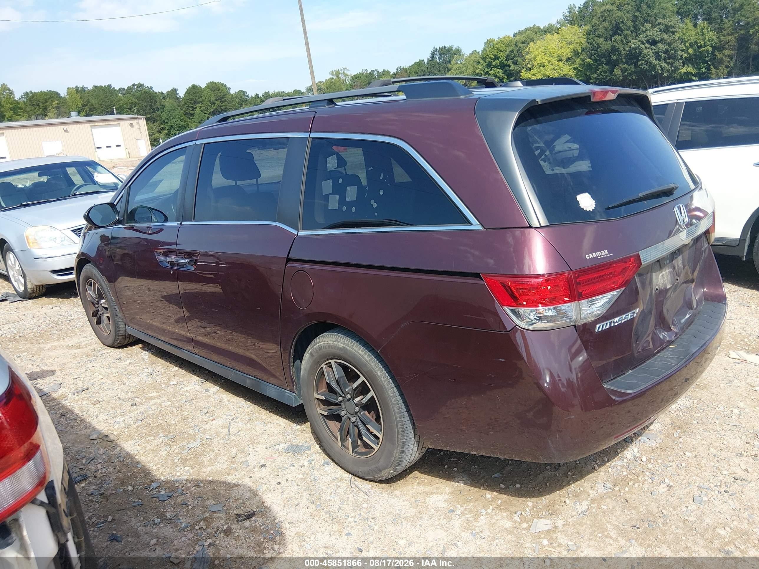 2015 Honda Odyssey Ex-l Burgundy vin: 5FNRL5H67FB101860