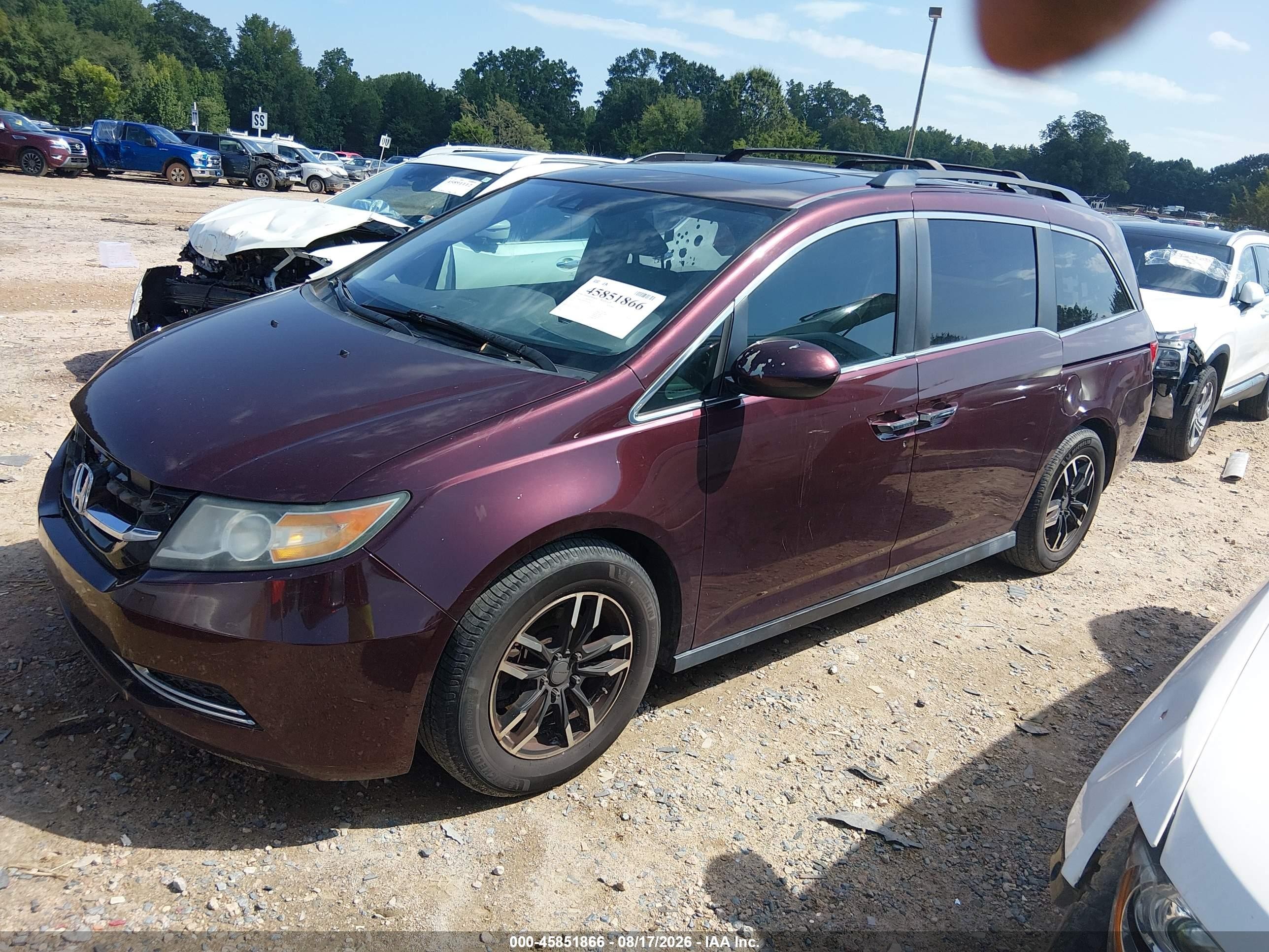 2015 Honda Odyssey Ex-l Burgundy vin: 5FNRL5H67FB101860