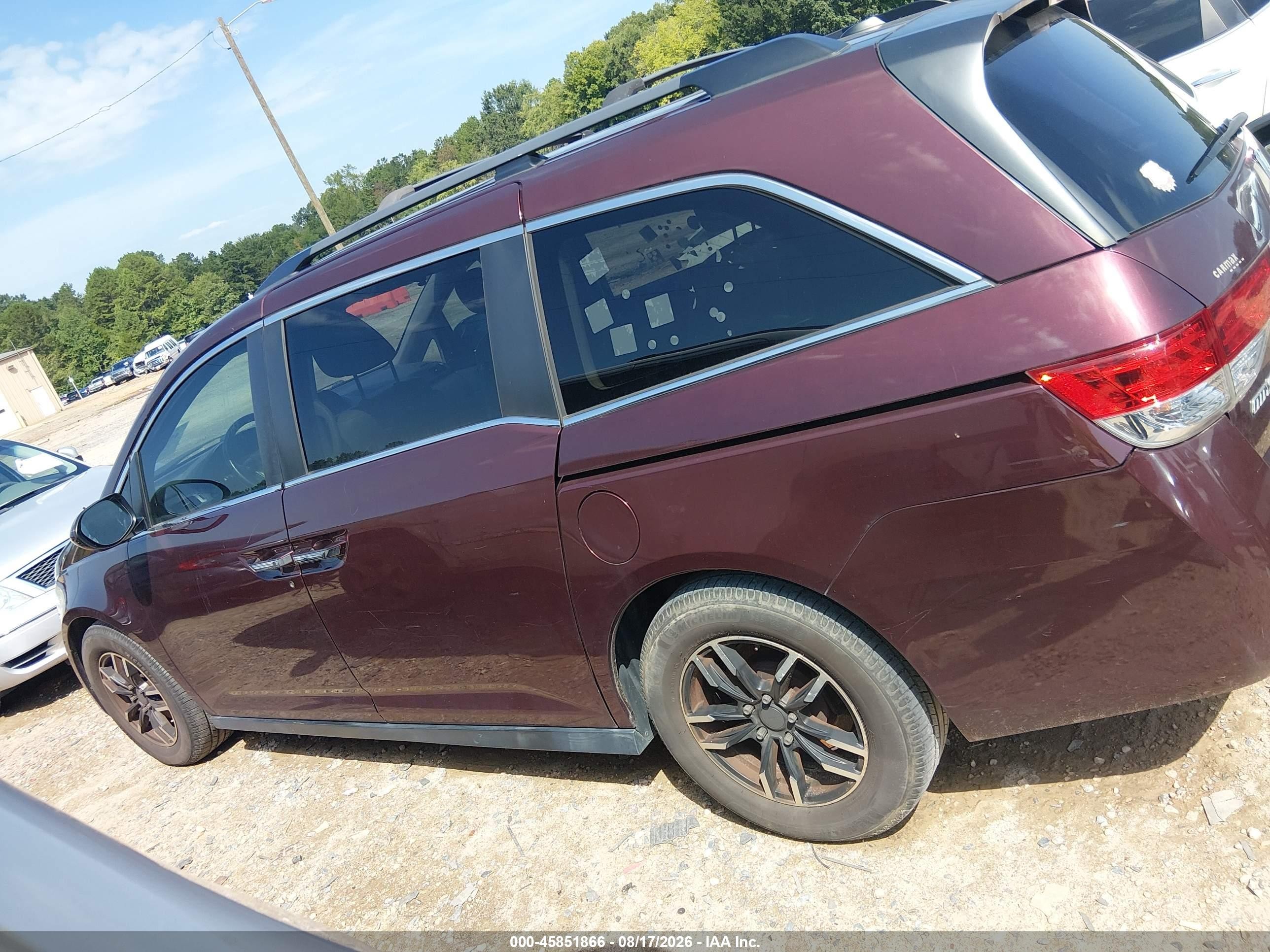 2015 Honda Odyssey Ex-l Burgundy vin: 5FNRL5H67FB101860