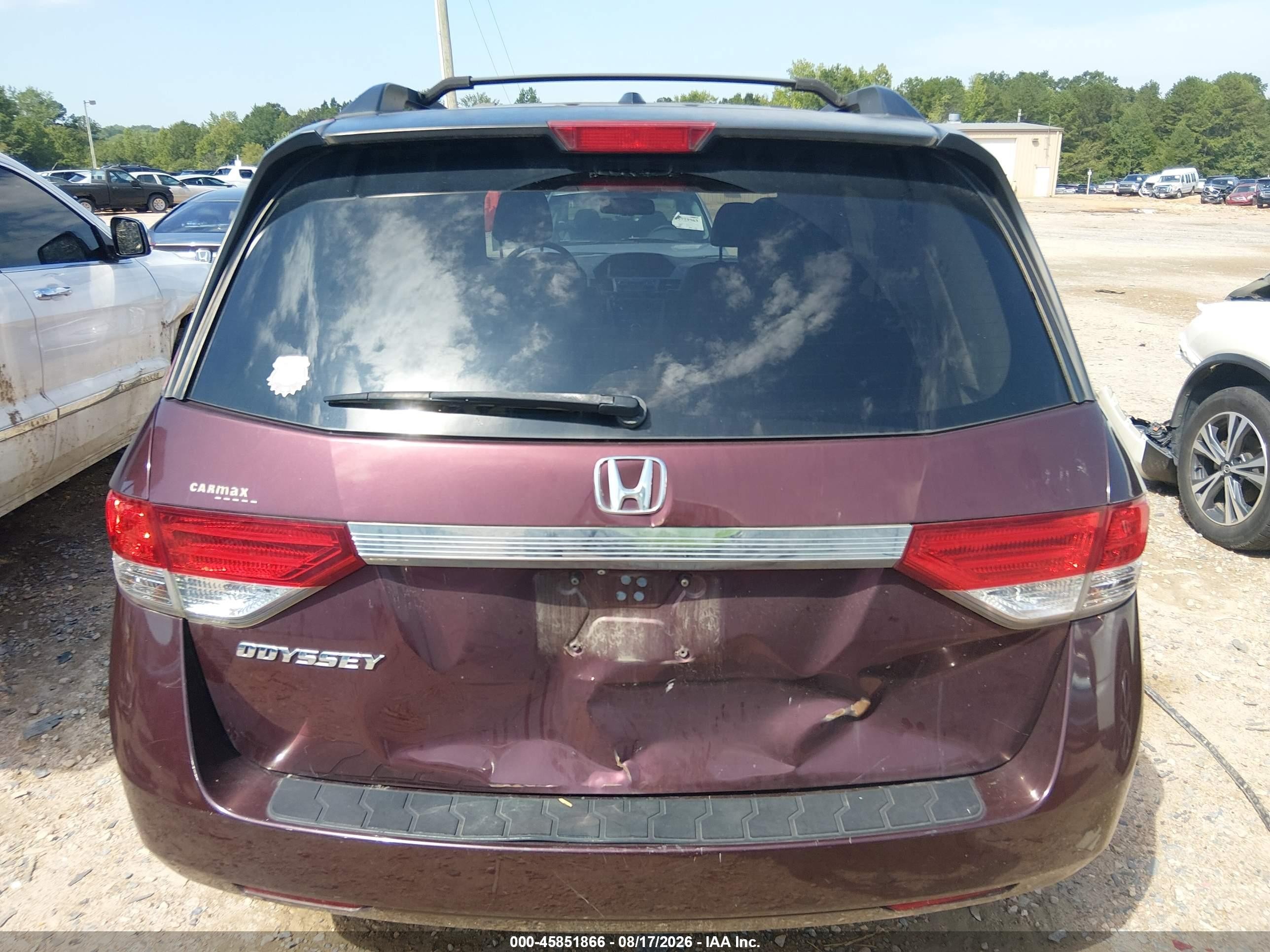 2015 Honda Odyssey Ex-l Burgundy vin: 5FNRL5H67FB101860