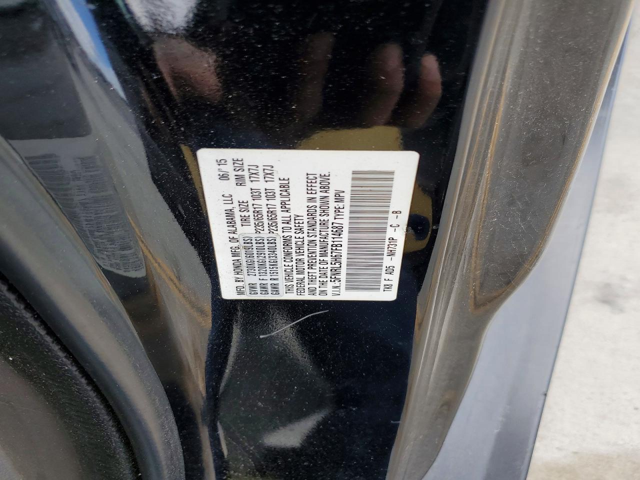 2015 Honda Odyssey Black vin: 5FNRL5H67FB114687