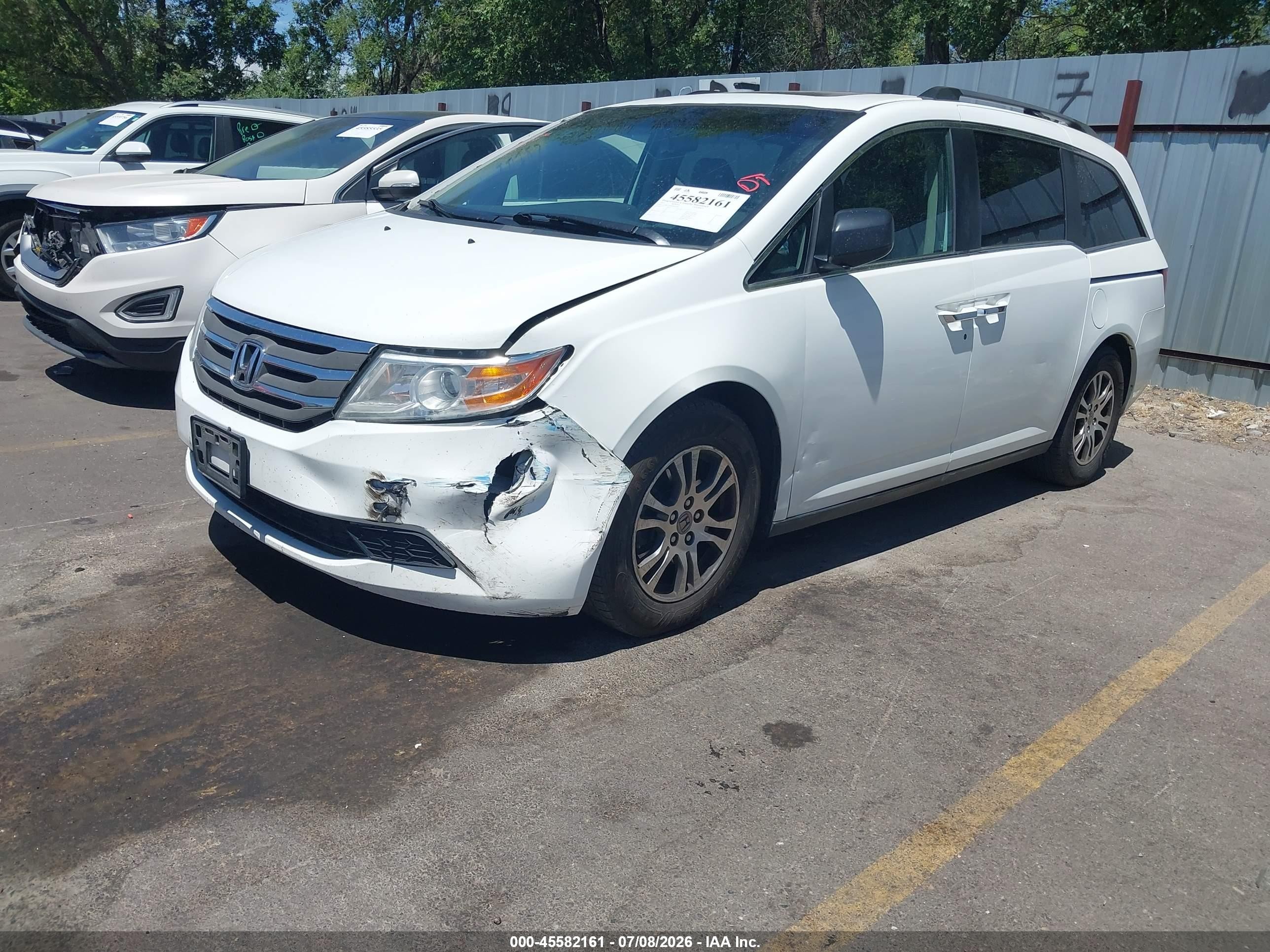 2012 Honda Odyssey Ex-l White vin: 5FNRL5H68CB072879