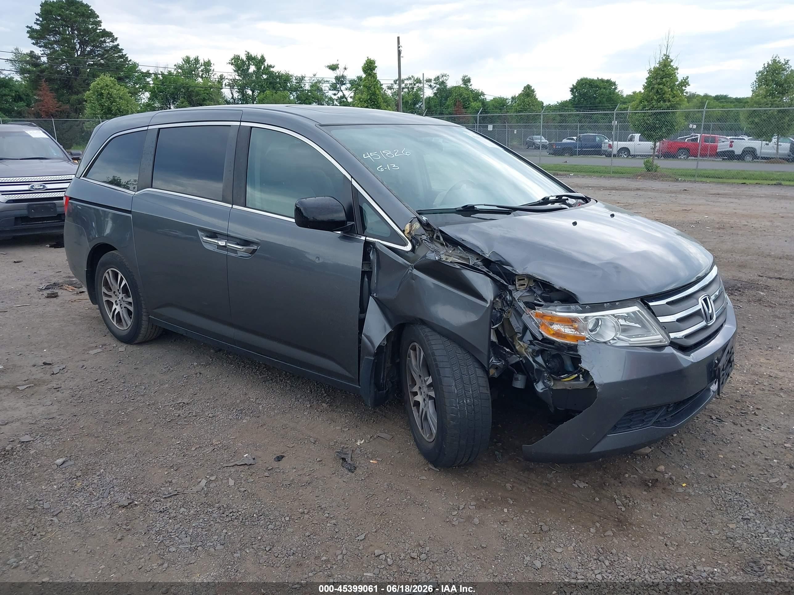 2013 Honda Odyssey Ex-l Gray vin: 5FNRL5H68DB047465
