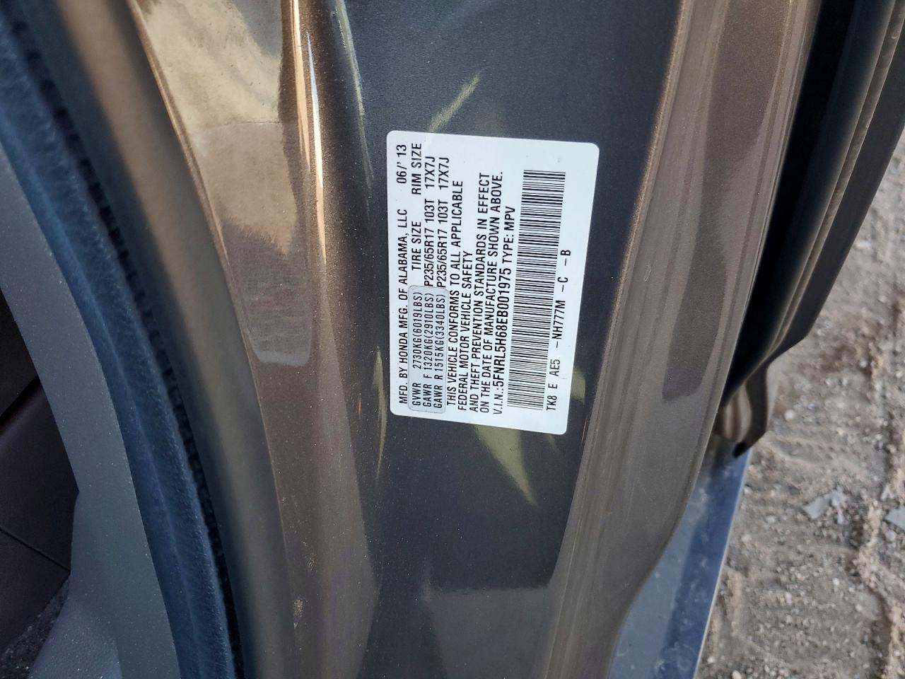 2014 Honda Odyssey Exl Charcoal vin: 5FNRL5H68EB001975