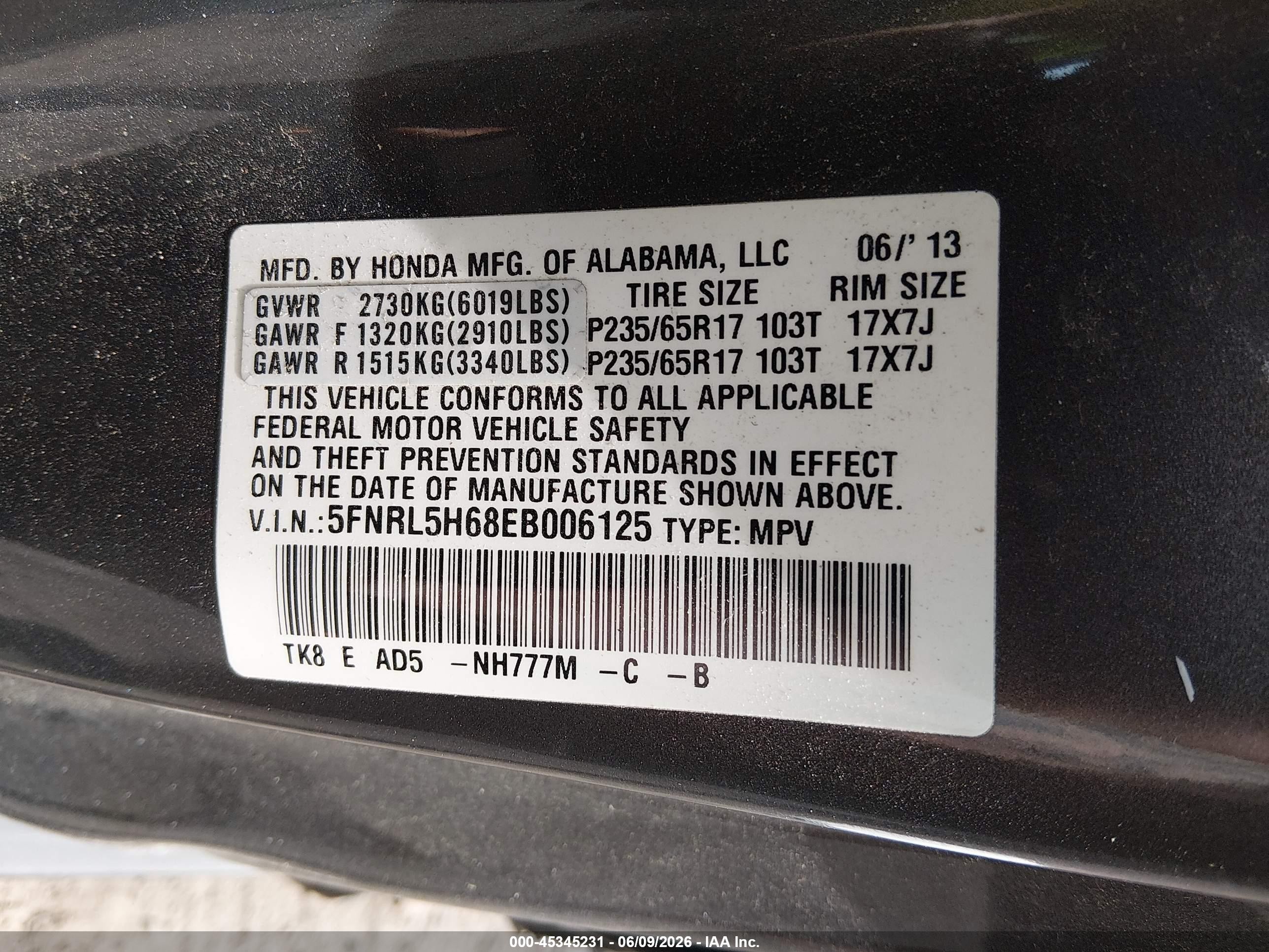 2014 Honda Odyssey Ex-l Gray vin: 5FNRL5H68EB006125