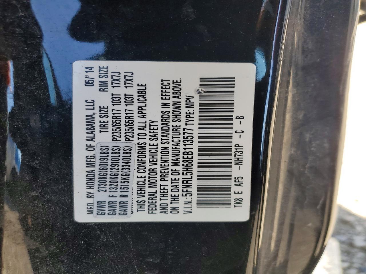 2014 Honda Odyssey Exl Black vin: 5FNRL5H68EB113577