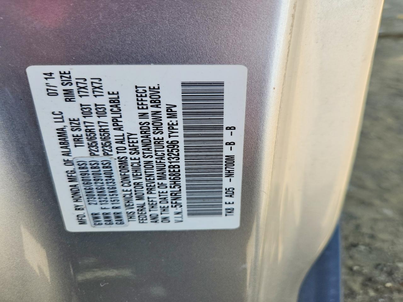 2014 Honda Odyssey Exl Silver vin: 5FNRL5H68EB132596