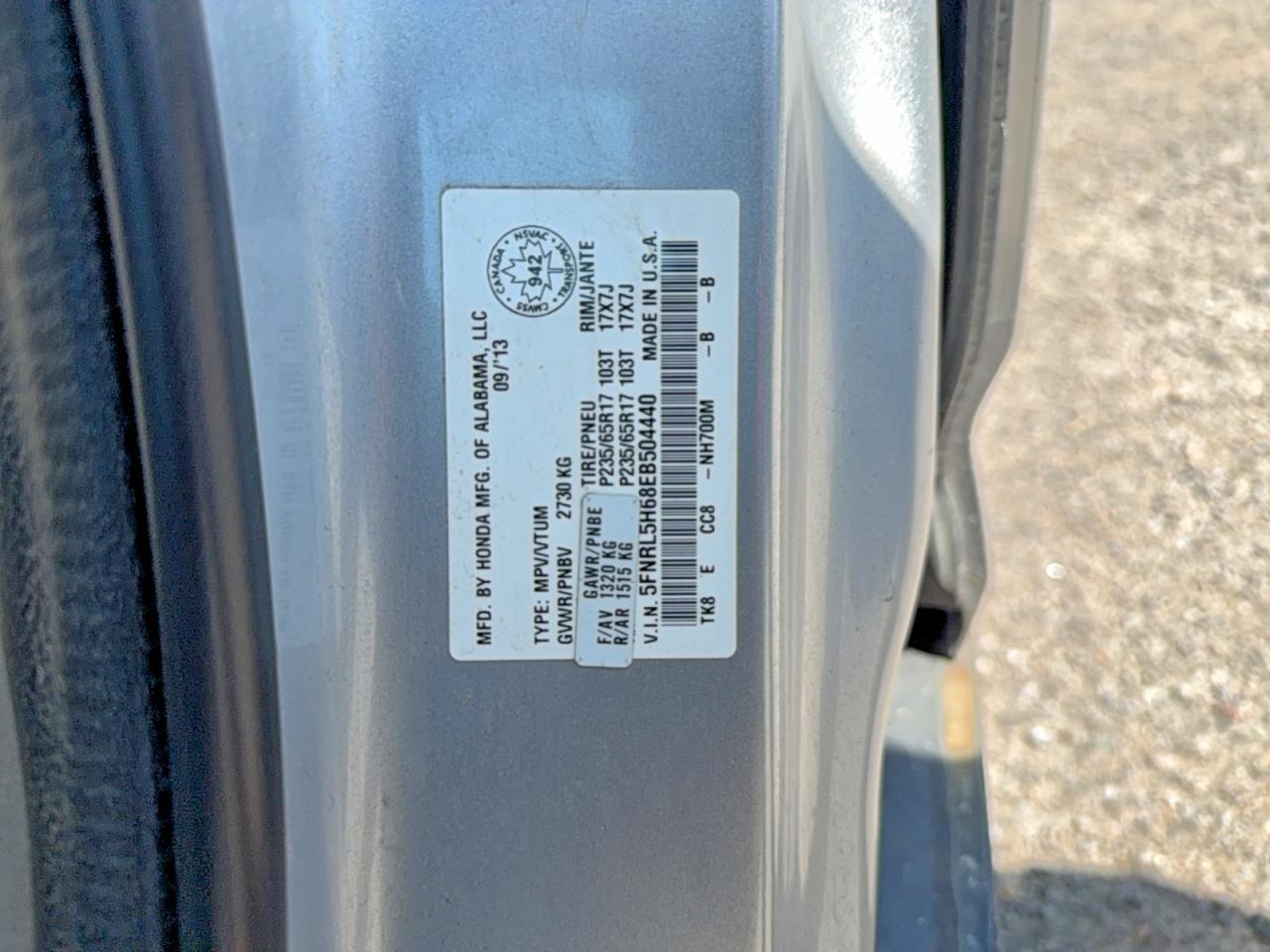 2014 Honda Odyssey Exl Silver vin: 5FNRL5H68EB504440
