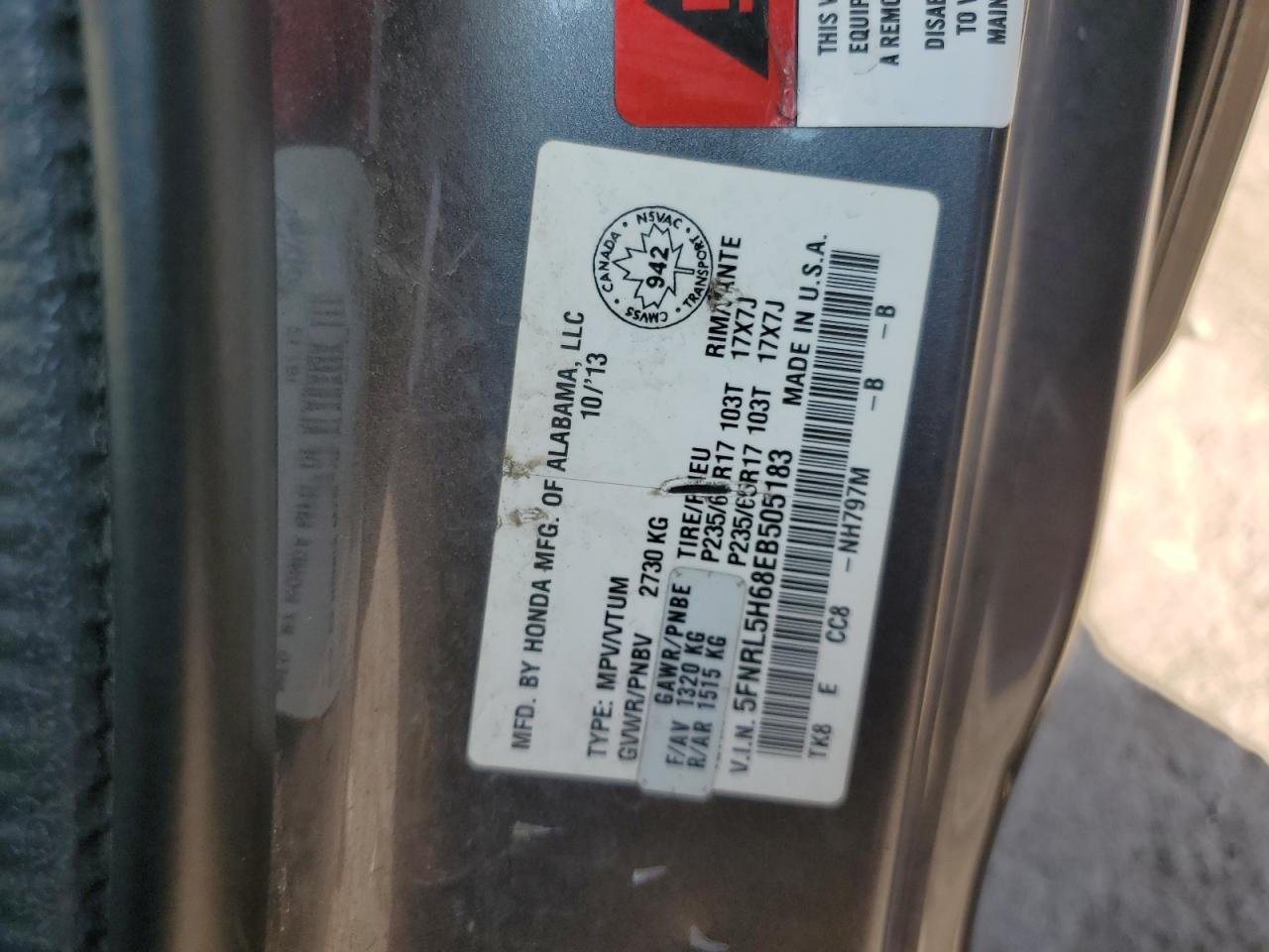 2014 Honda Odyssey Exl Gray vin: 5FNRL5H68EB505183