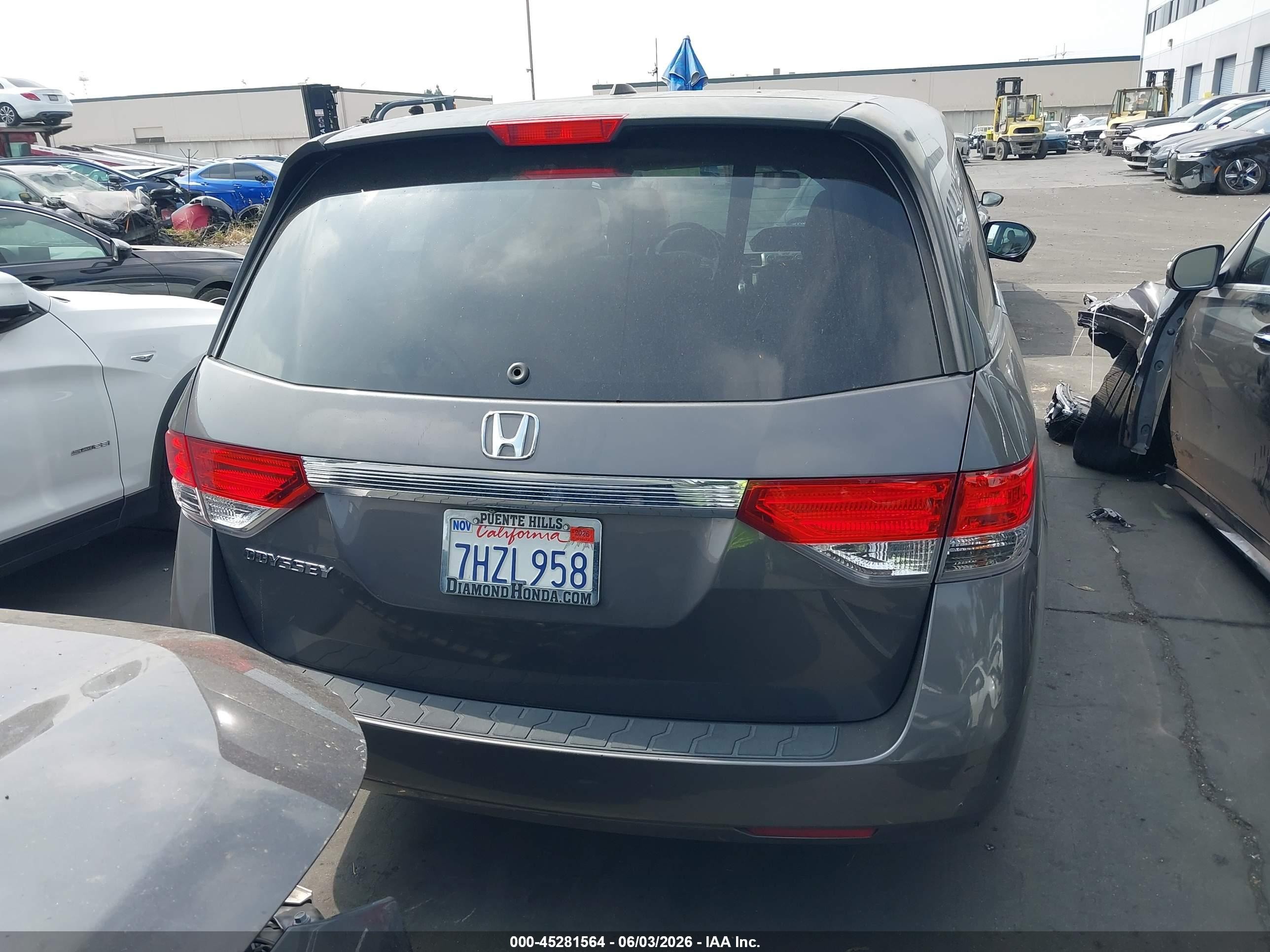 2015 Honda Odyssey Ex-l Gray vin: 5FNRL5H68FB028577