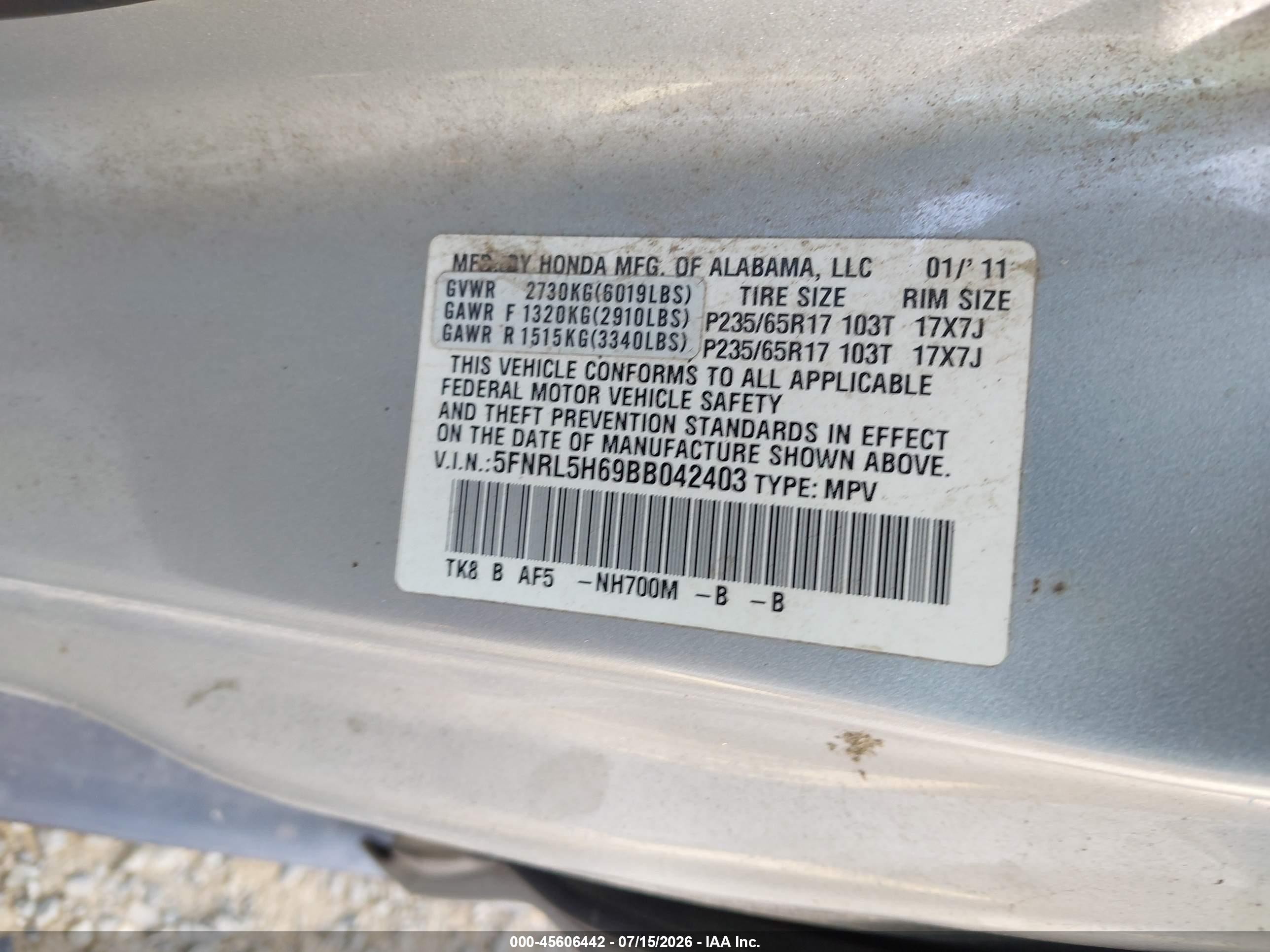 2011 Honda Odyssey Ex-l Серебряный vin: 5FNRL5H69BB042403