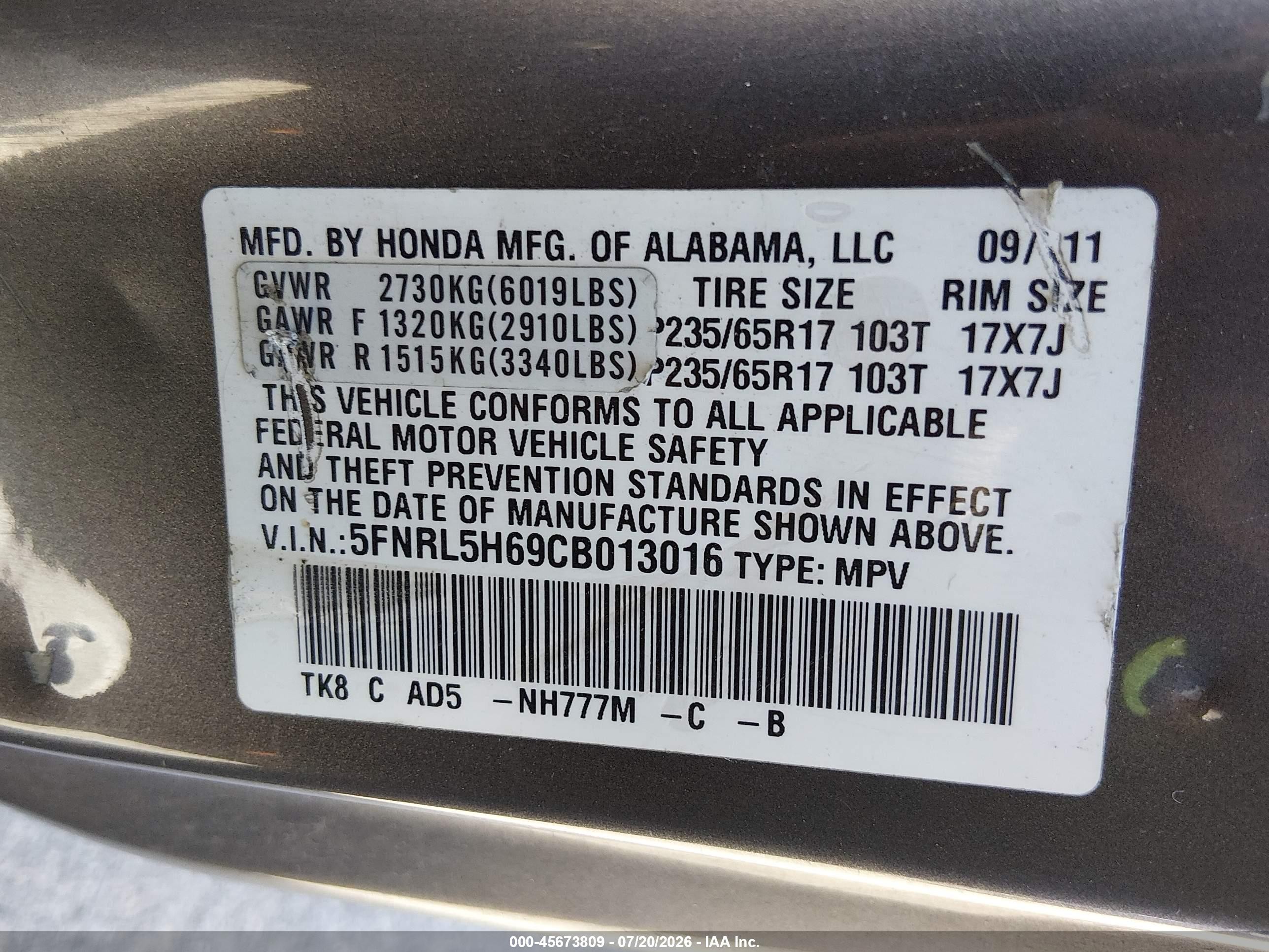 2012 Honda Odyssey Ex-l Gray vin: 5FNRL5H69CB013016