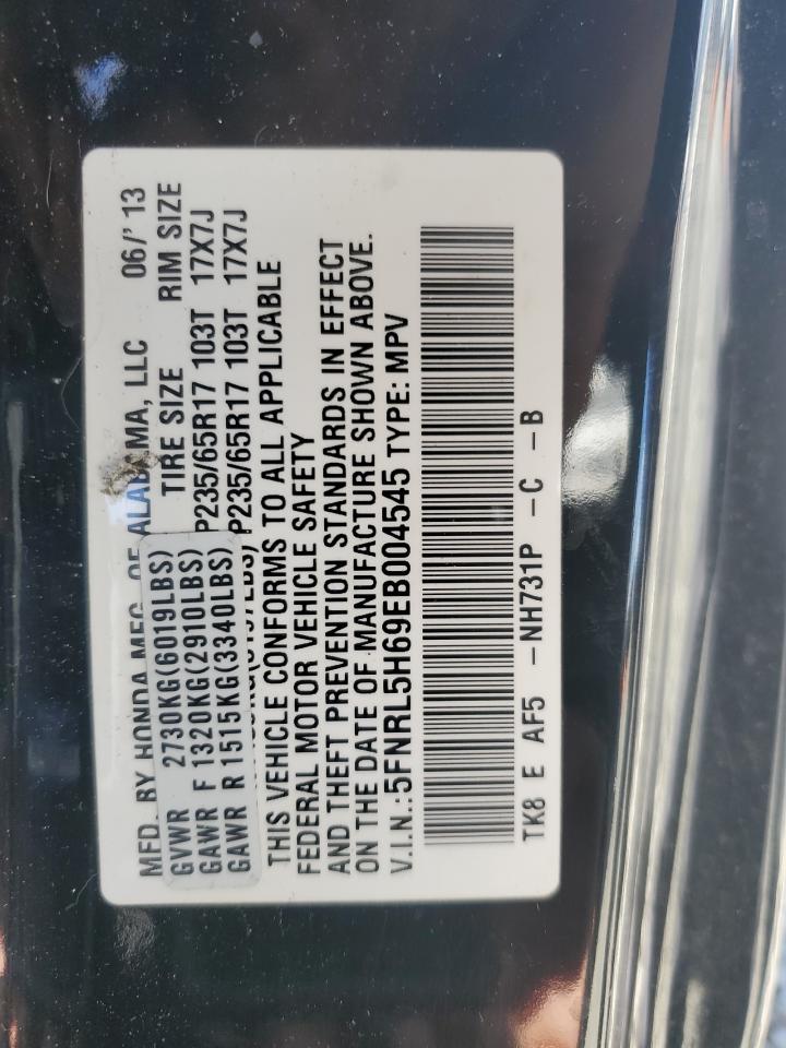 2014 Honda Odyssey Exl Black vin: 5FNRL5H69EB004545