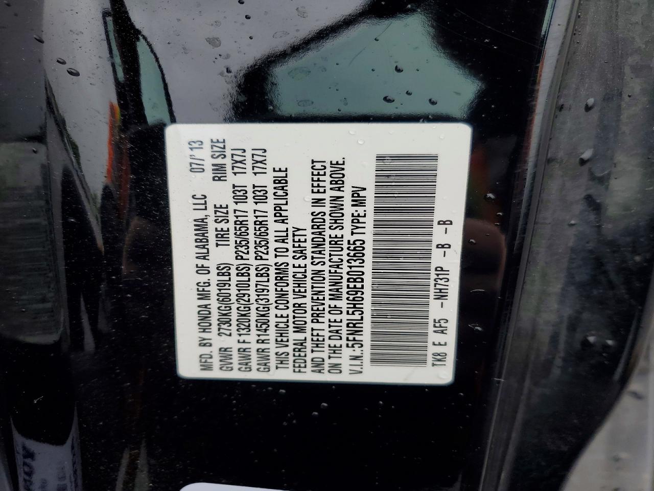2014 Honda Odyssey Exl Black vin: 5FNRL5H69EB013665