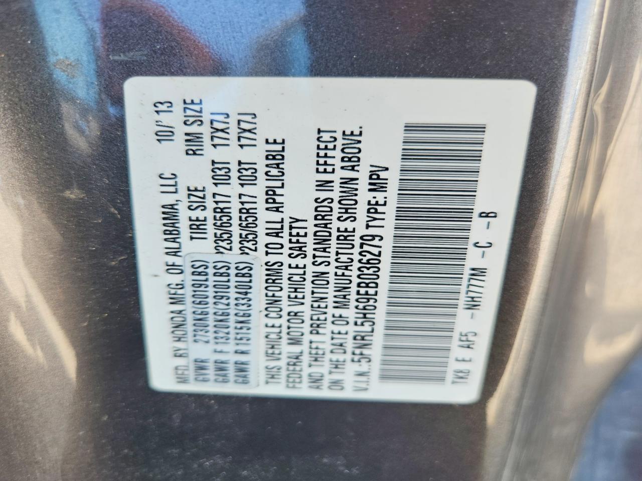 2014 Honda Odyssey Exl Gray vin: 5FNRL5H69EB036279