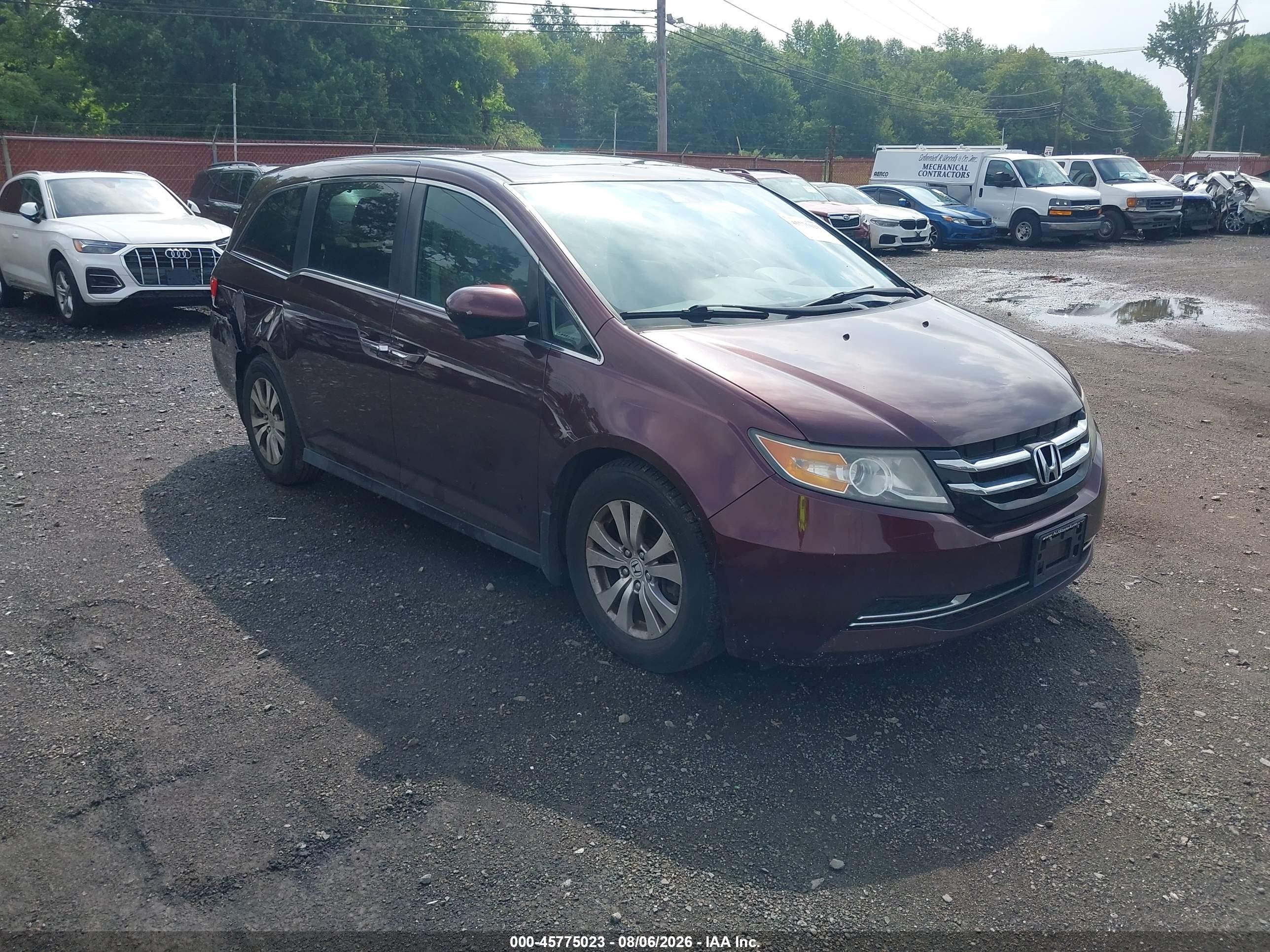 2014 Honda Odyssey Ex-l Burgundy vin: 5FNRL5H69EB076071