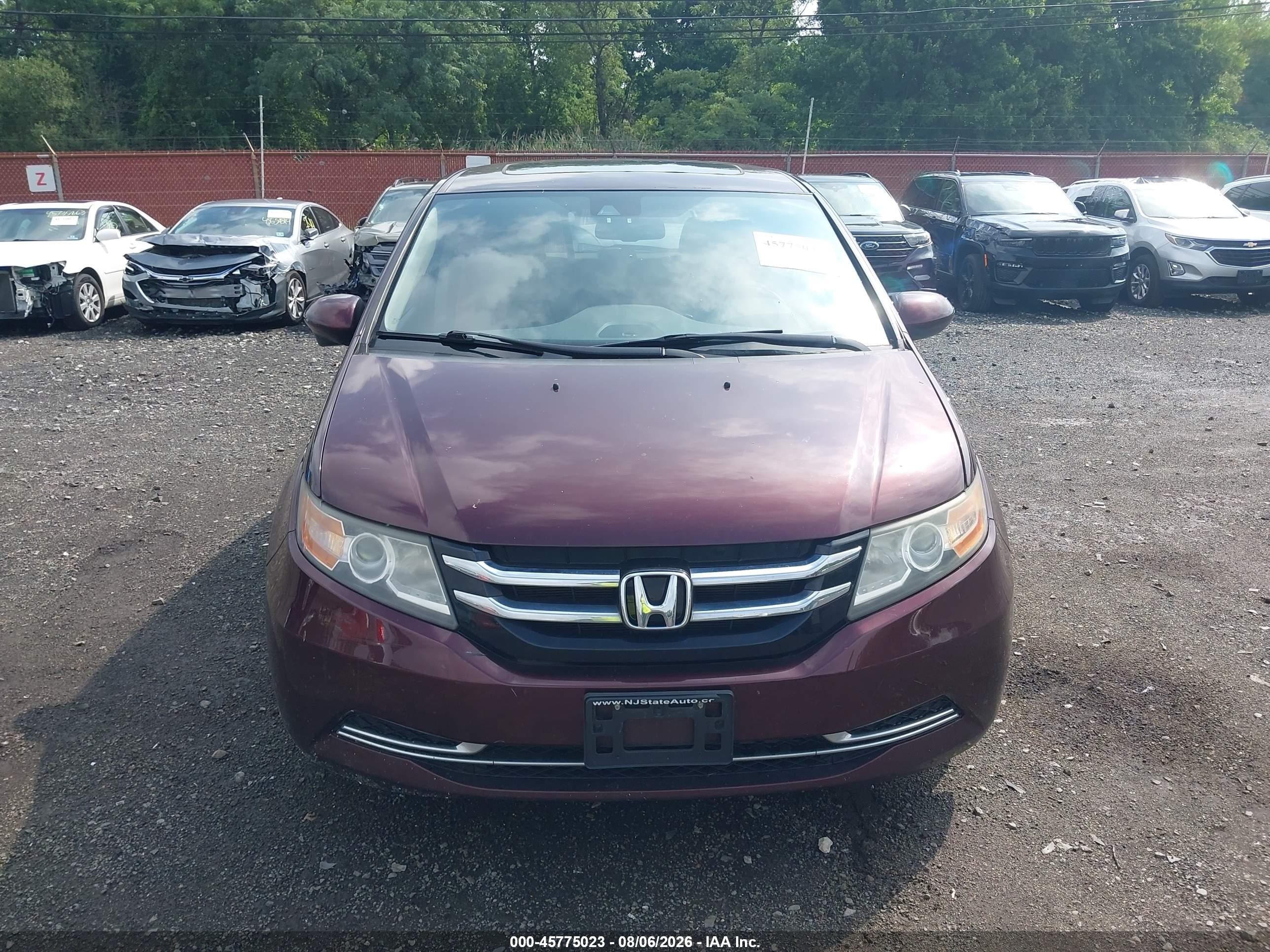2014 Honda Odyssey Ex-l Бордовый vin: 5FNRL5H69EB076071