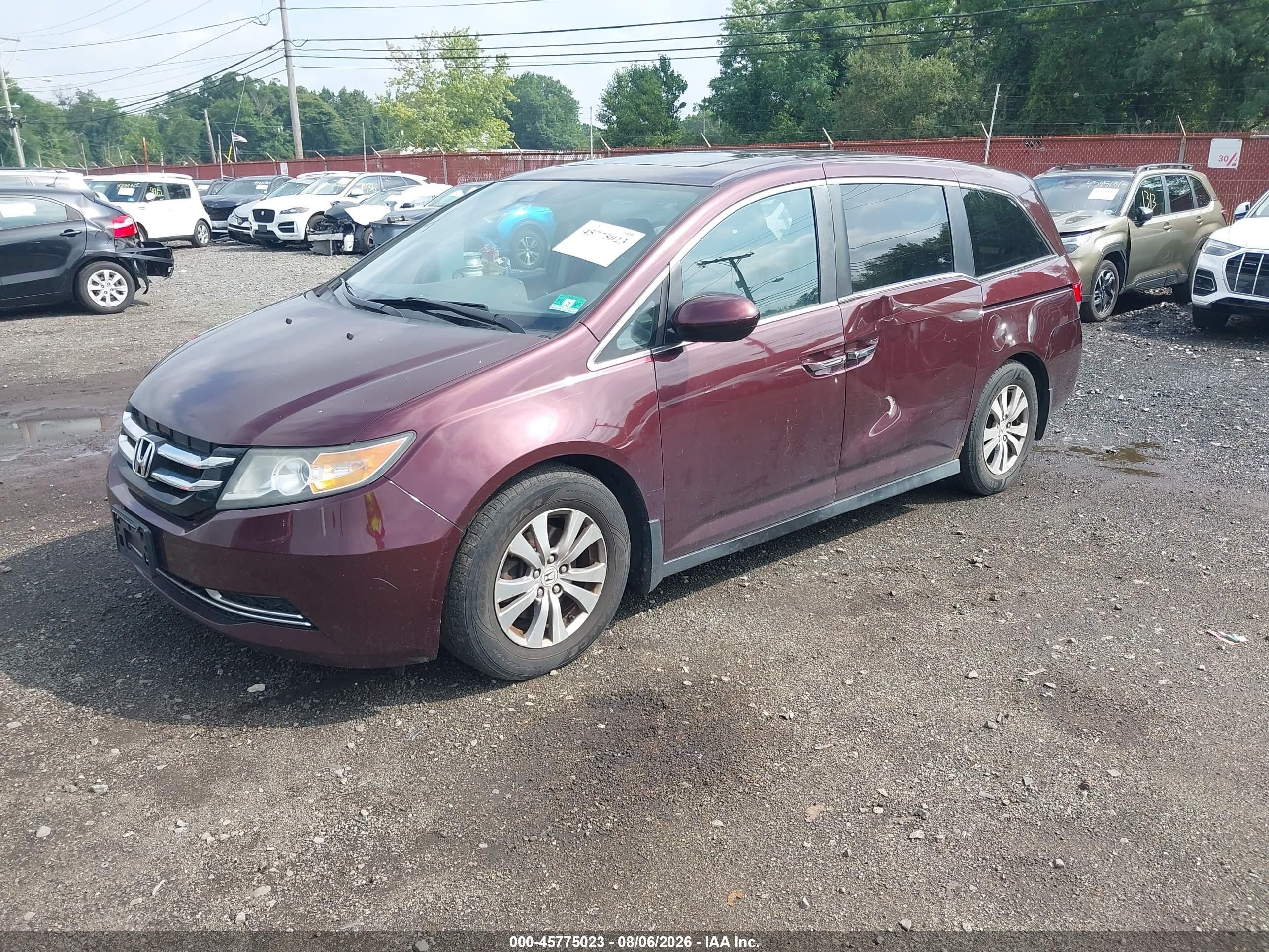 2014 Honda Odyssey Ex-l Бордовый vin: 5FNRL5H69EB076071
