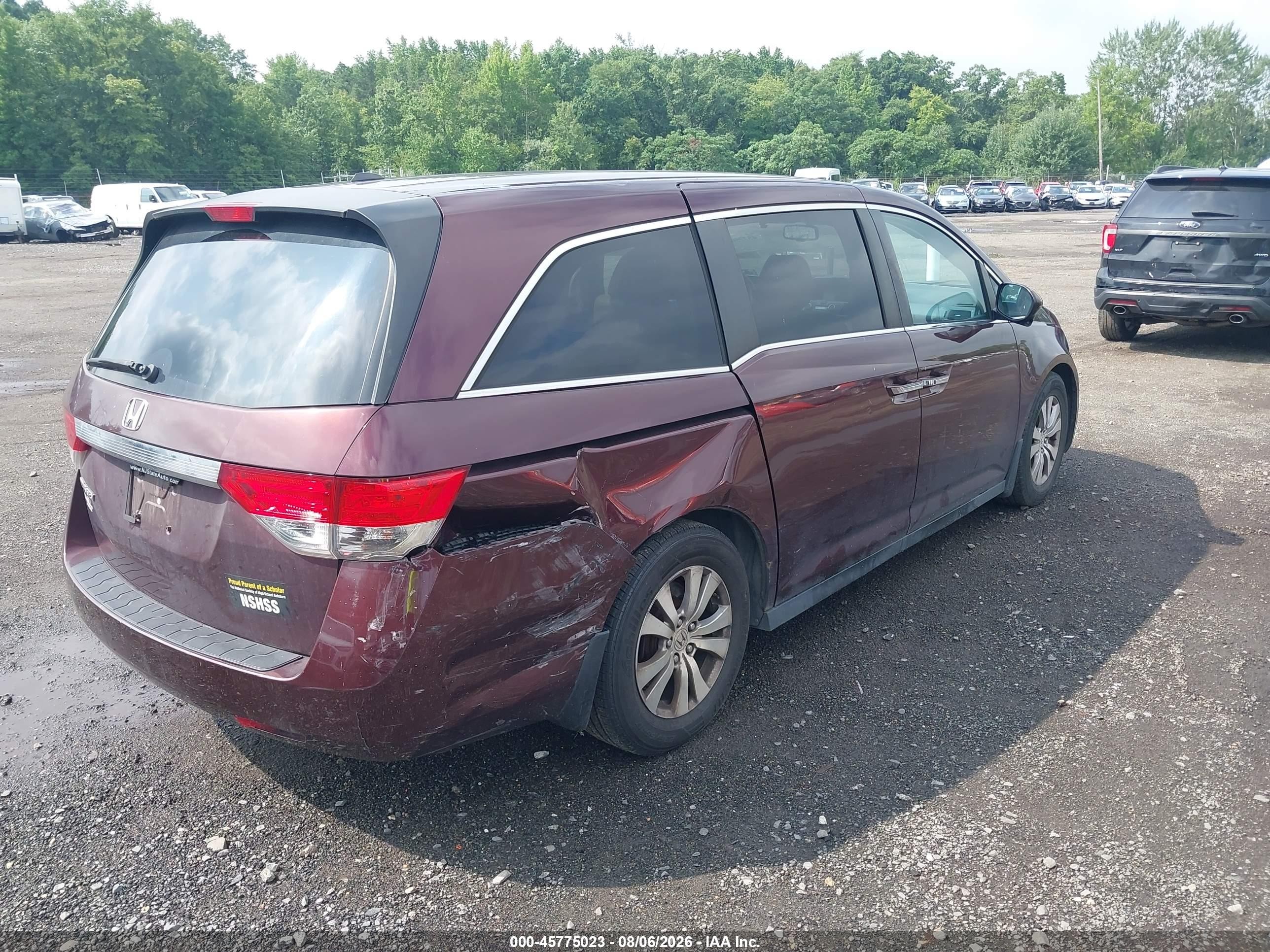 2014 Honda Odyssey Ex-l Бордовый vin: 5FNRL5H69EB076071