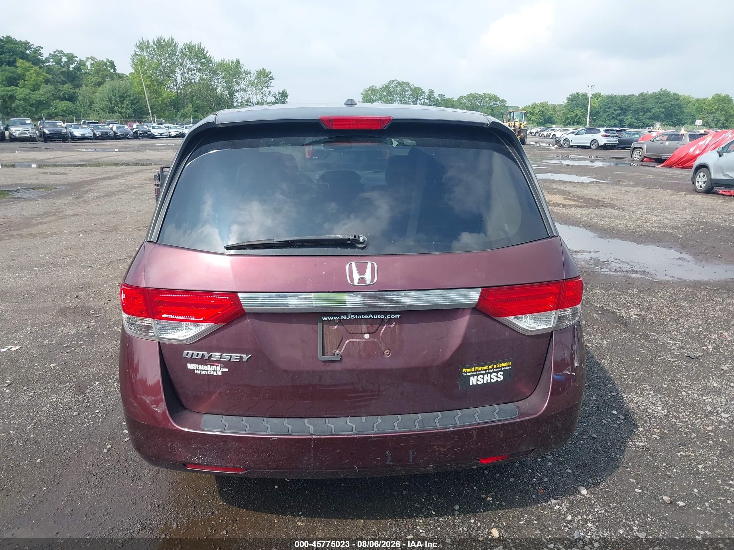 2014 Honda Odyssey Ex-l Бордовый vin: 5FNRL5H69EB076071