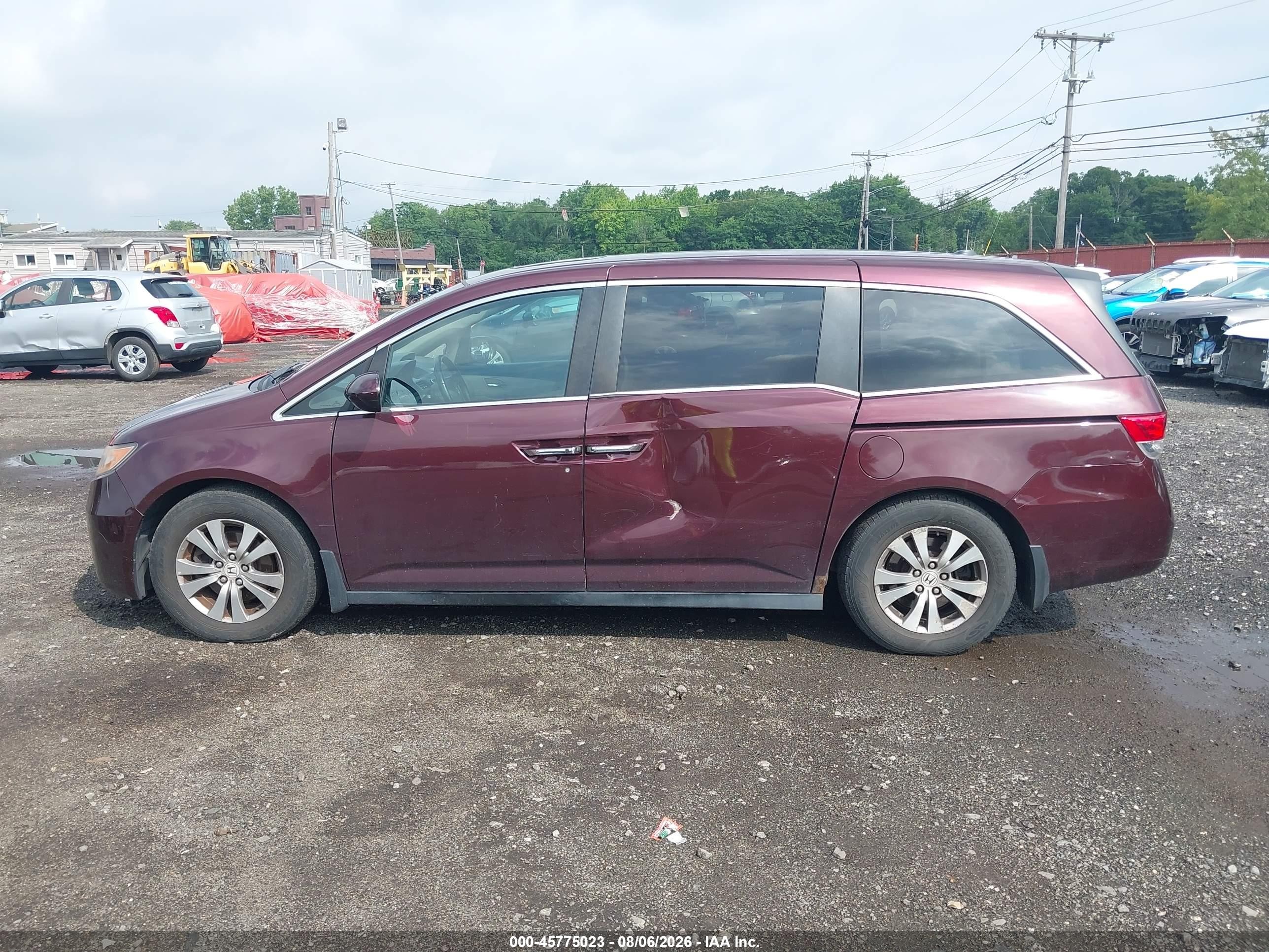 2014 Honda Odyssey Ex-l Бордовый vin: 5FNRL5H69EB076071