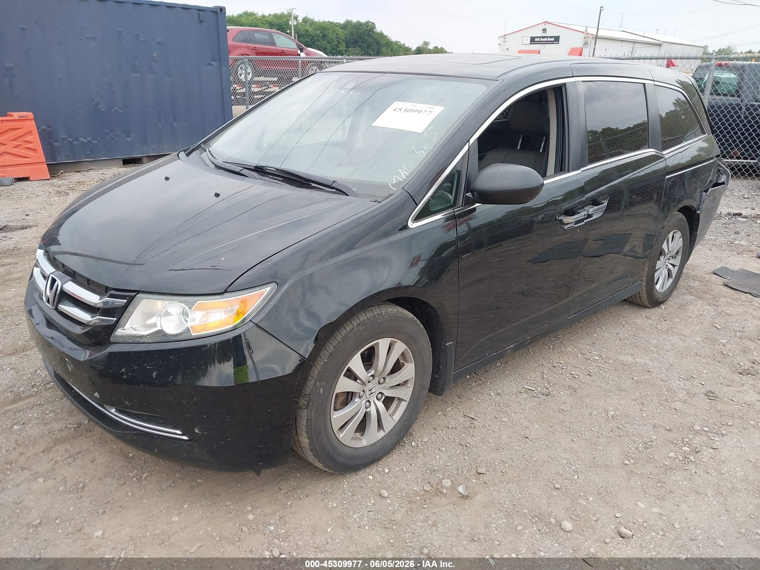 2014 Honda Odyssey Ex-l Black vin: 5FNRL5H69EB101485