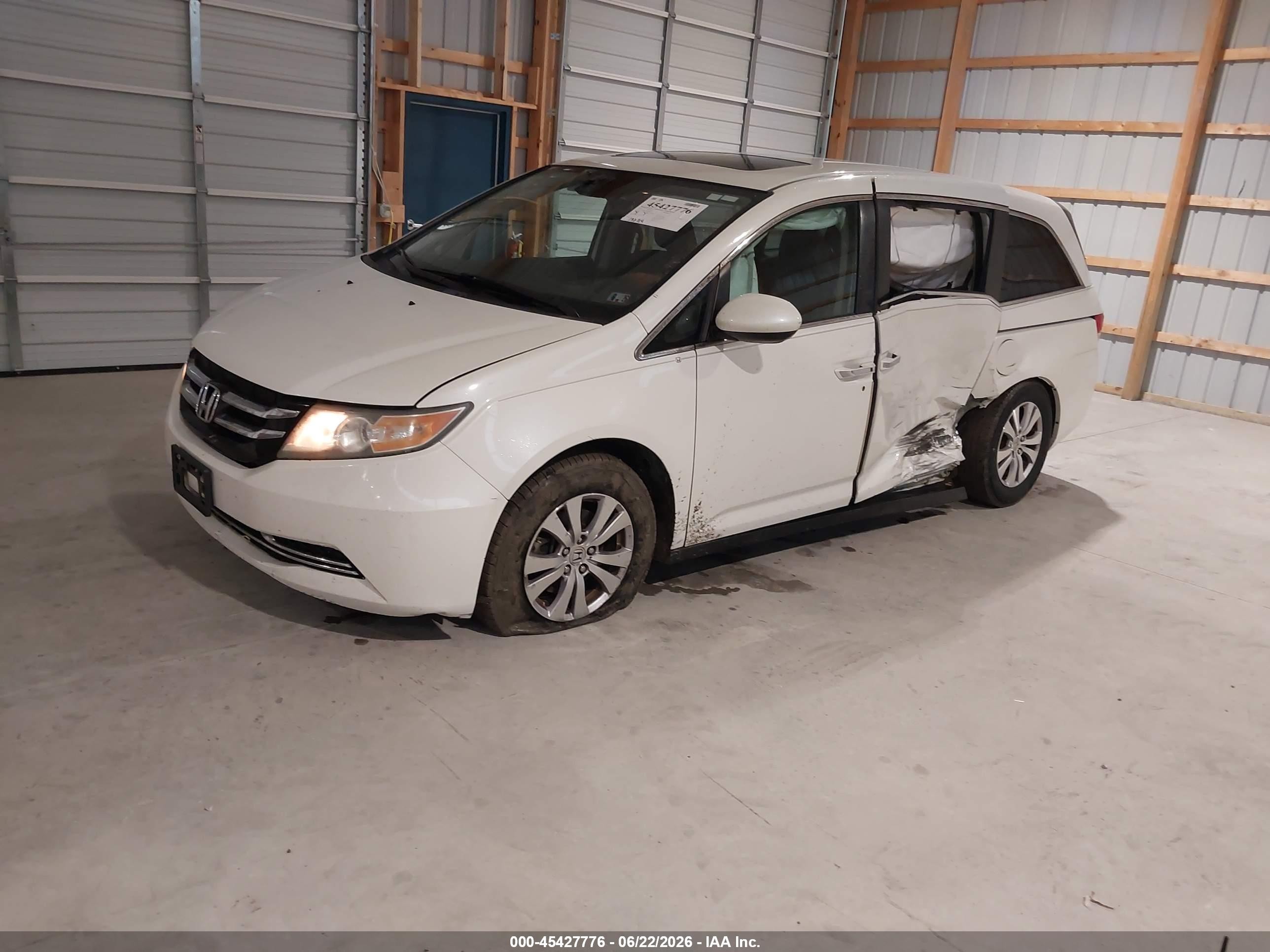 2014 Honda Odyssey Ex-l White vin: 5FNRL5H69EB129044