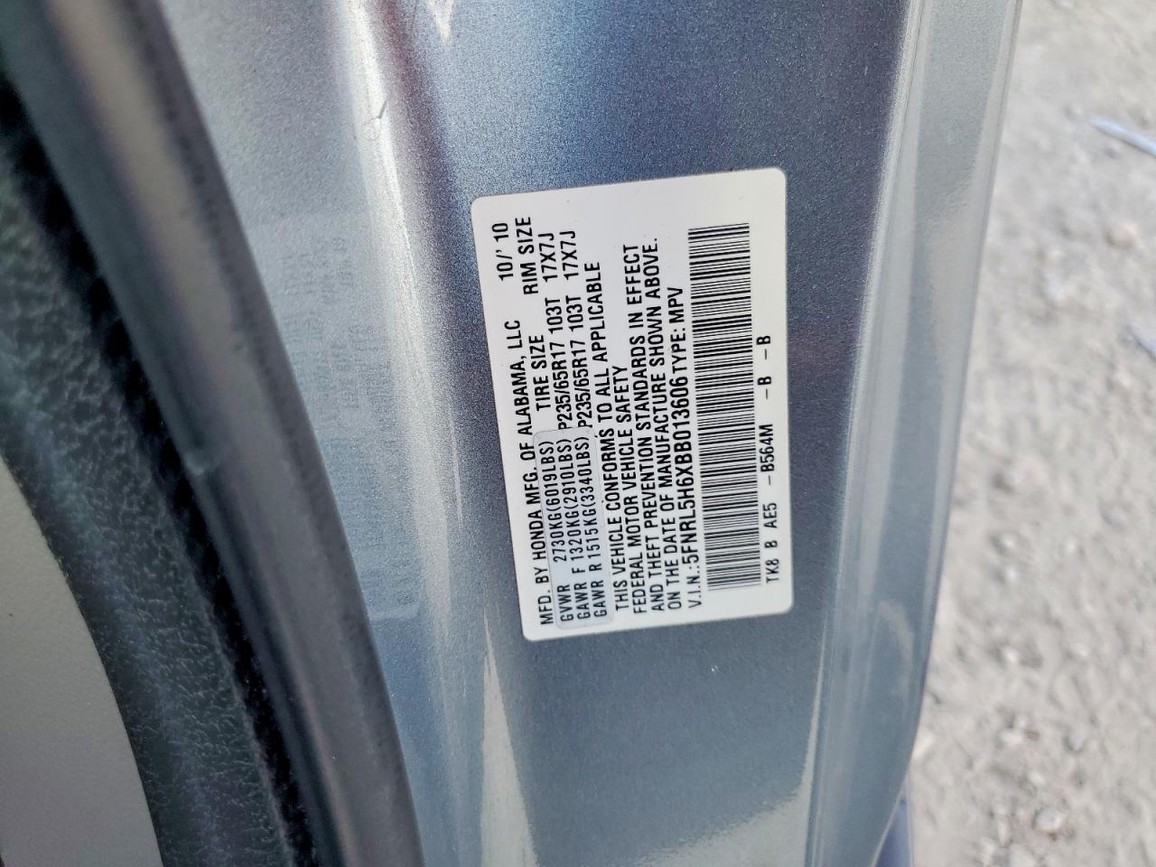 2011 Honda Odyssey Exl Silver vin: 5FNRL5H6XBB013606