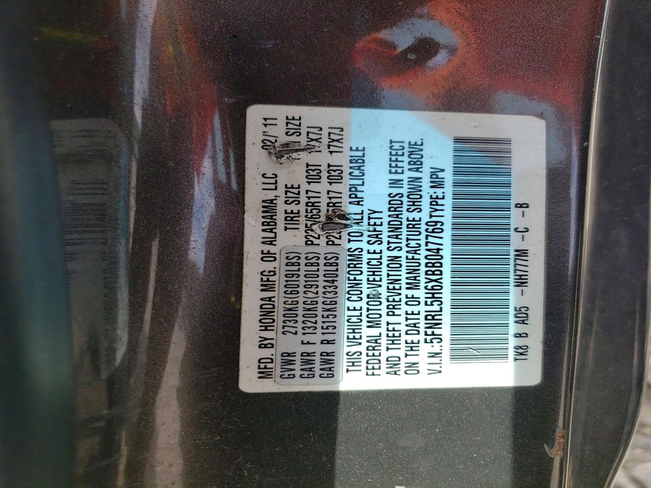 2011 Honda Odyssey Exl Gray vin: 5FNRL5H6XBB047769