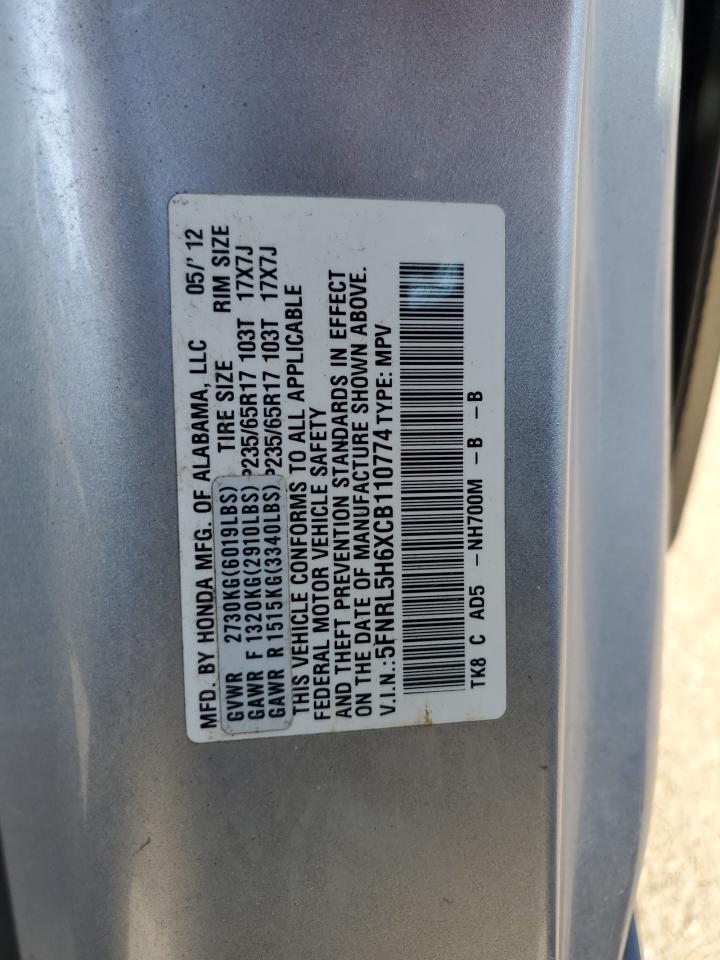 2012 Honda Odyssey Exl Silver vin: 5FNRL5H6XCB110774