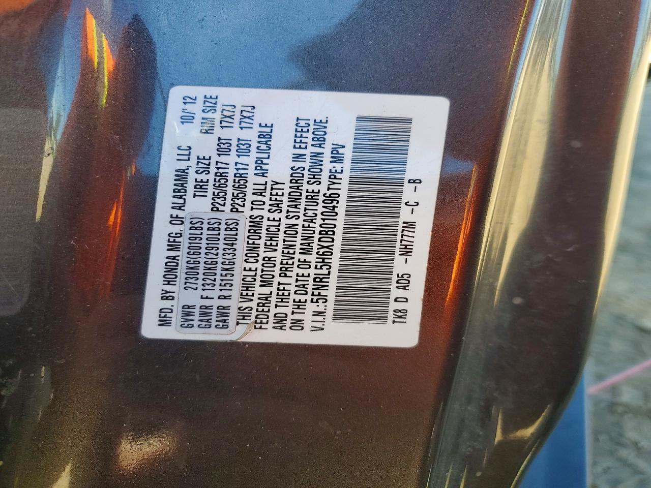 2013 Honda Odyssey Exl Gray vin: 5FNRL5H6XDB010496