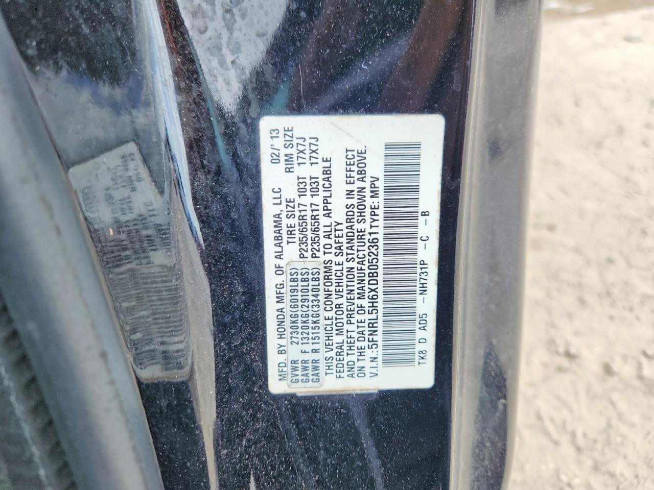 2013 Honda Odyssey Exl Black vin: 5FNRL5H6XDB052361