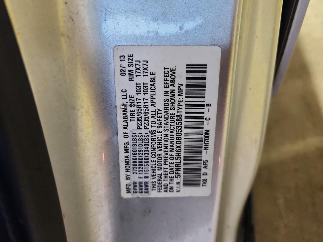 2013 Honda Odyssey Exl Gray vin: 5FNRL5H6XDB053588