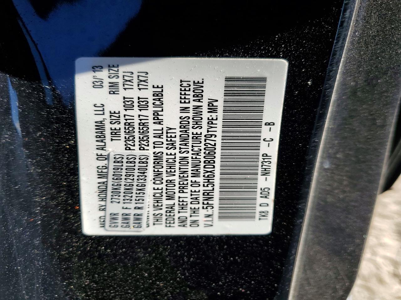2013 Honda Odyssey Exl Black vin: 5FNRL5H6XDB060279