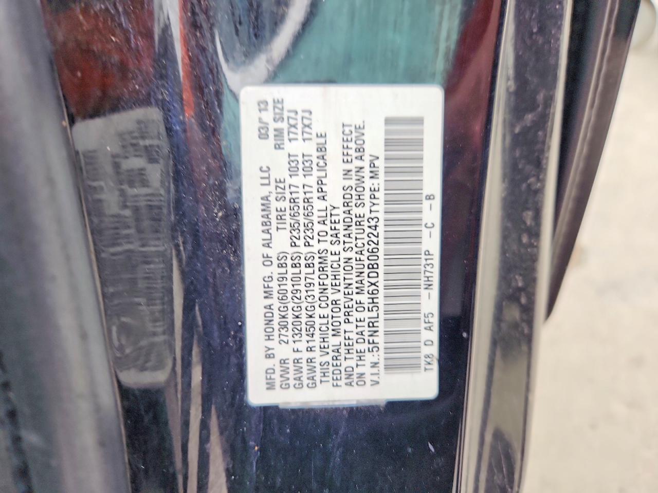 2013 Honda Odyssey Exl Черный vin: 5FNRL5H6XDB062243