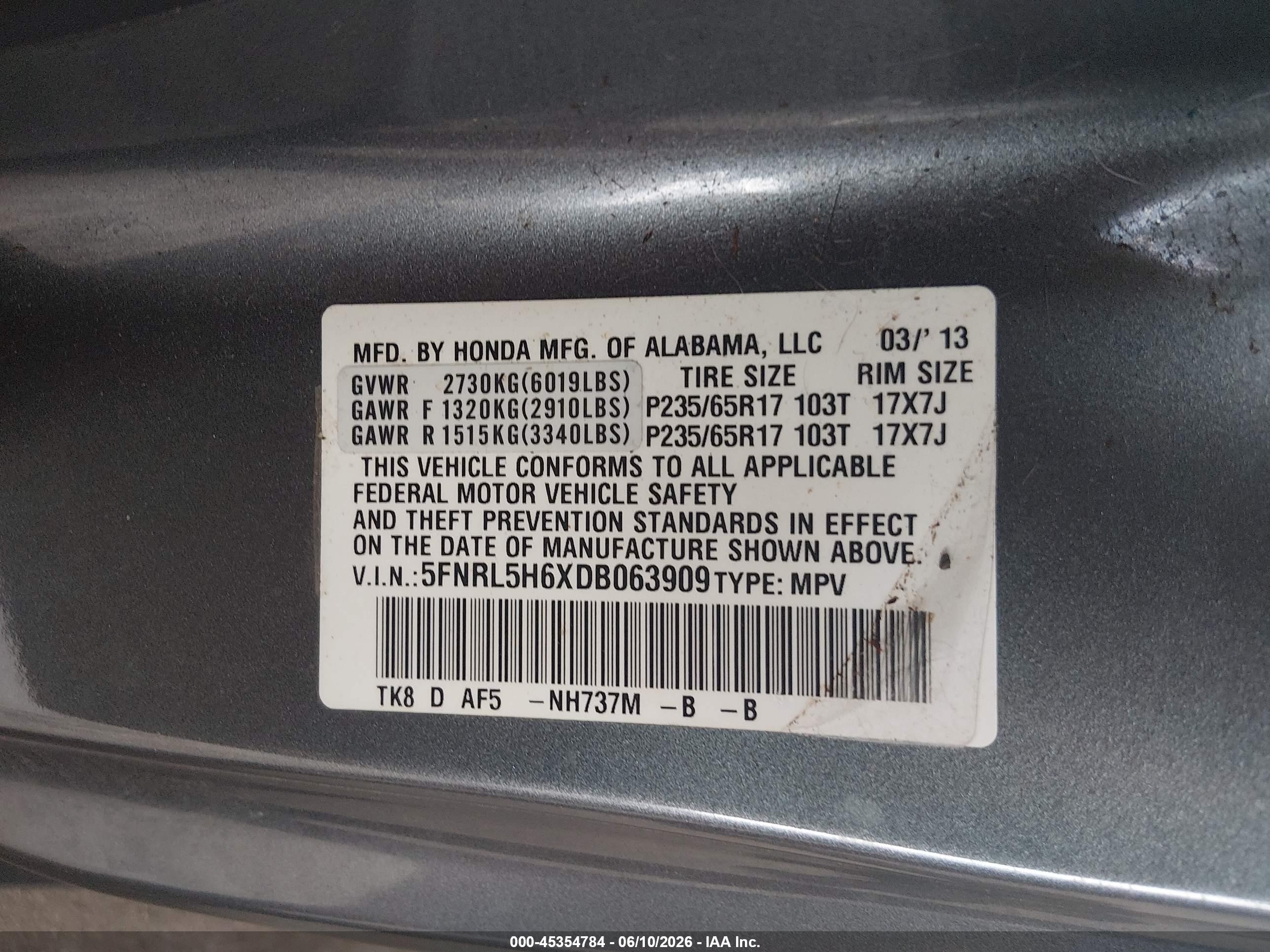 2013 Honda Odyssey Ex-l Black vin: 5FNRL5H6XDB063909