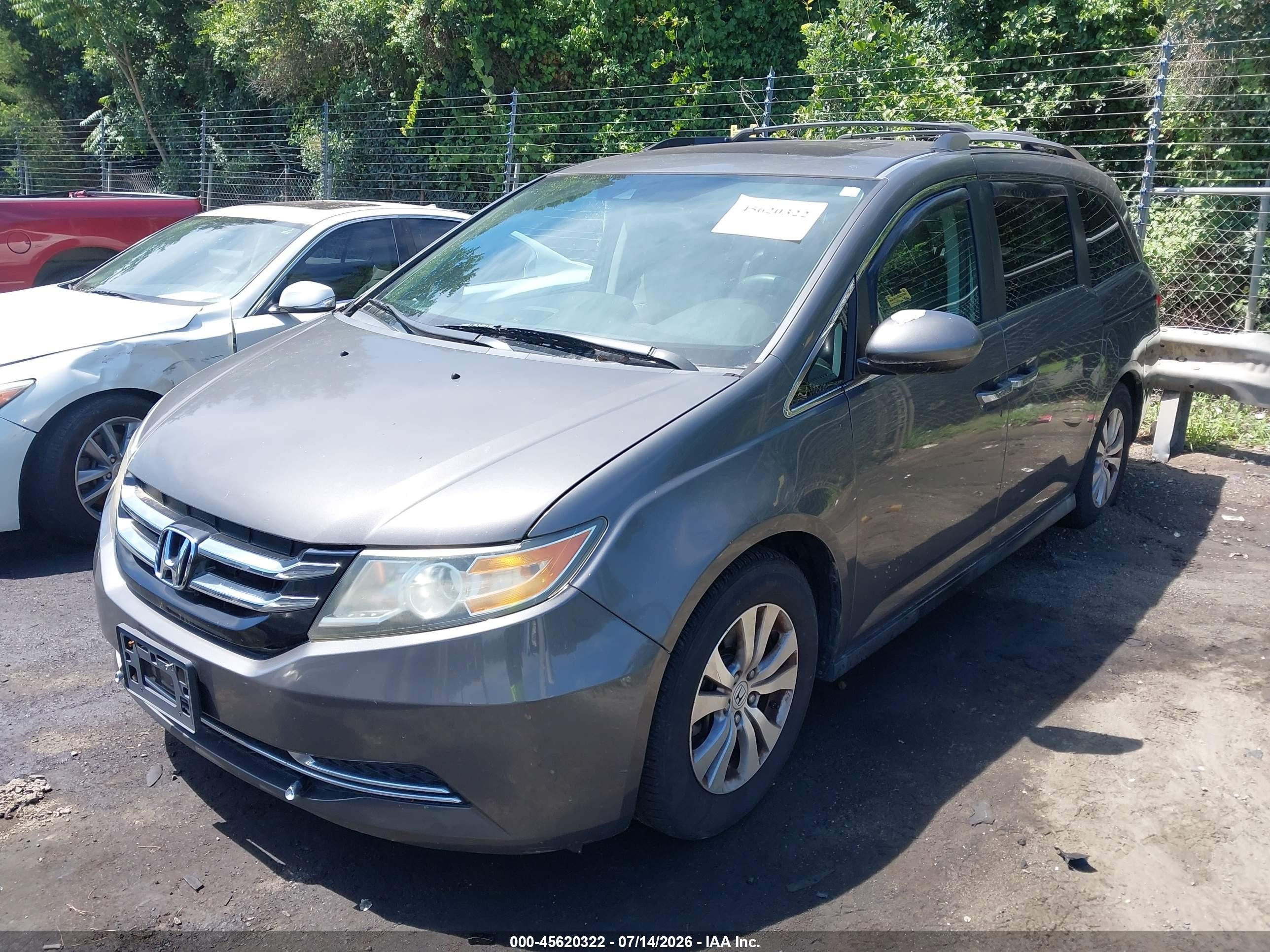 2014 Honda Odyssey Ex-l Gray vin: 5FNRL5H6XEB020429