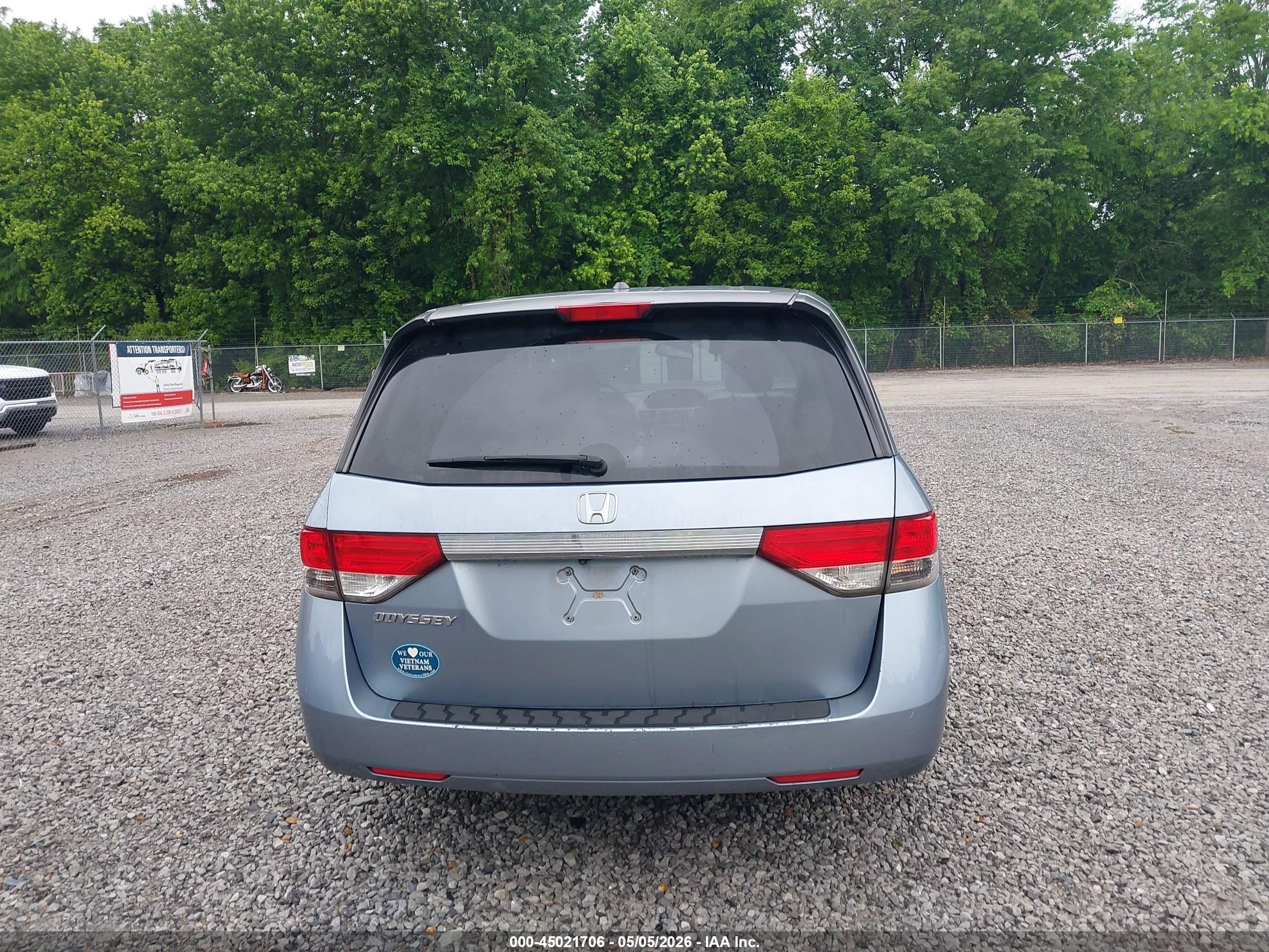 2014 Honda Odyssey Ex-l Blue vin: 5FNRL5H6XEB053219