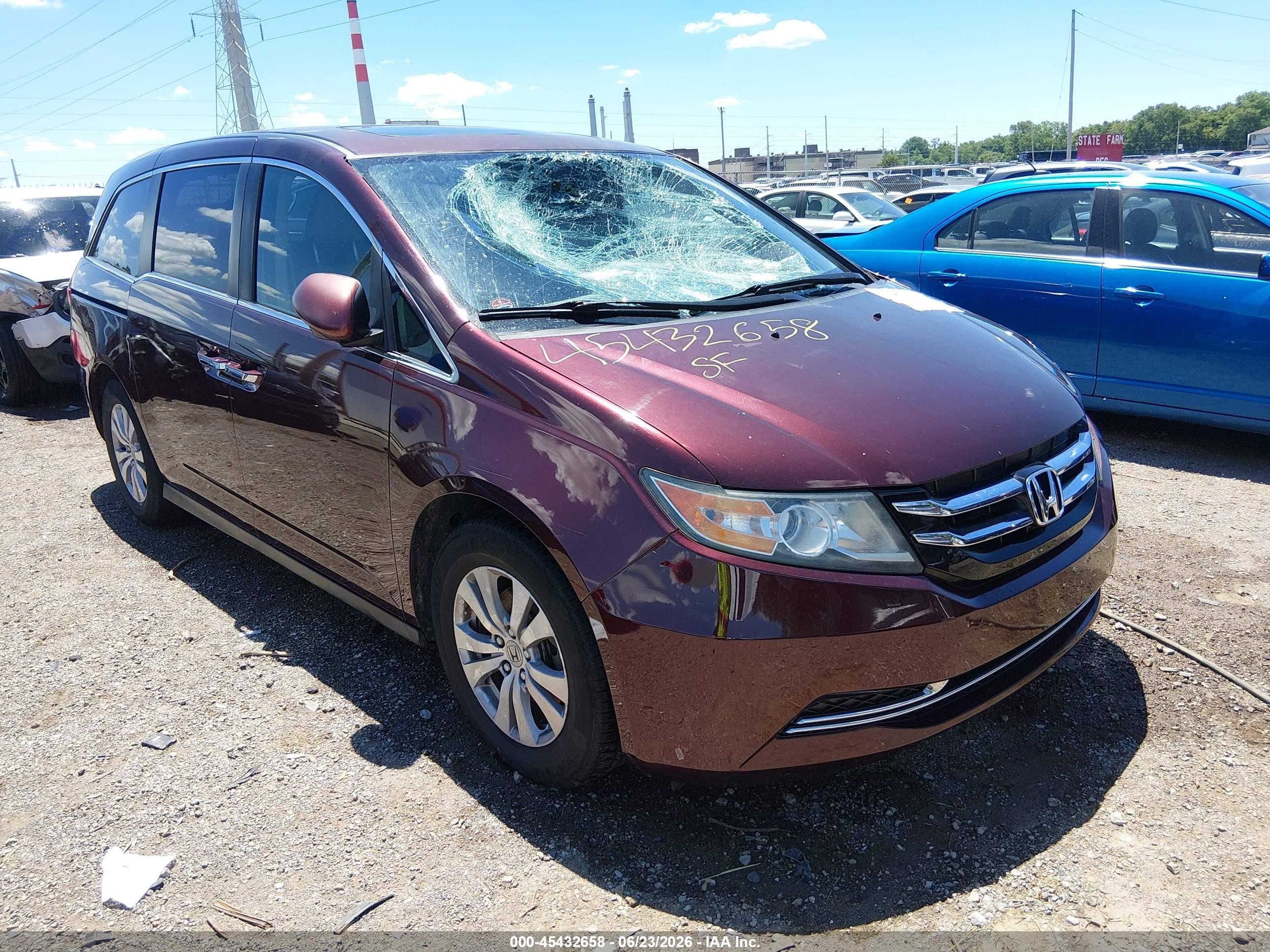 2014 Honda Odyssey Ex-l Maroon vin: 5FNRL5H6XEB116559