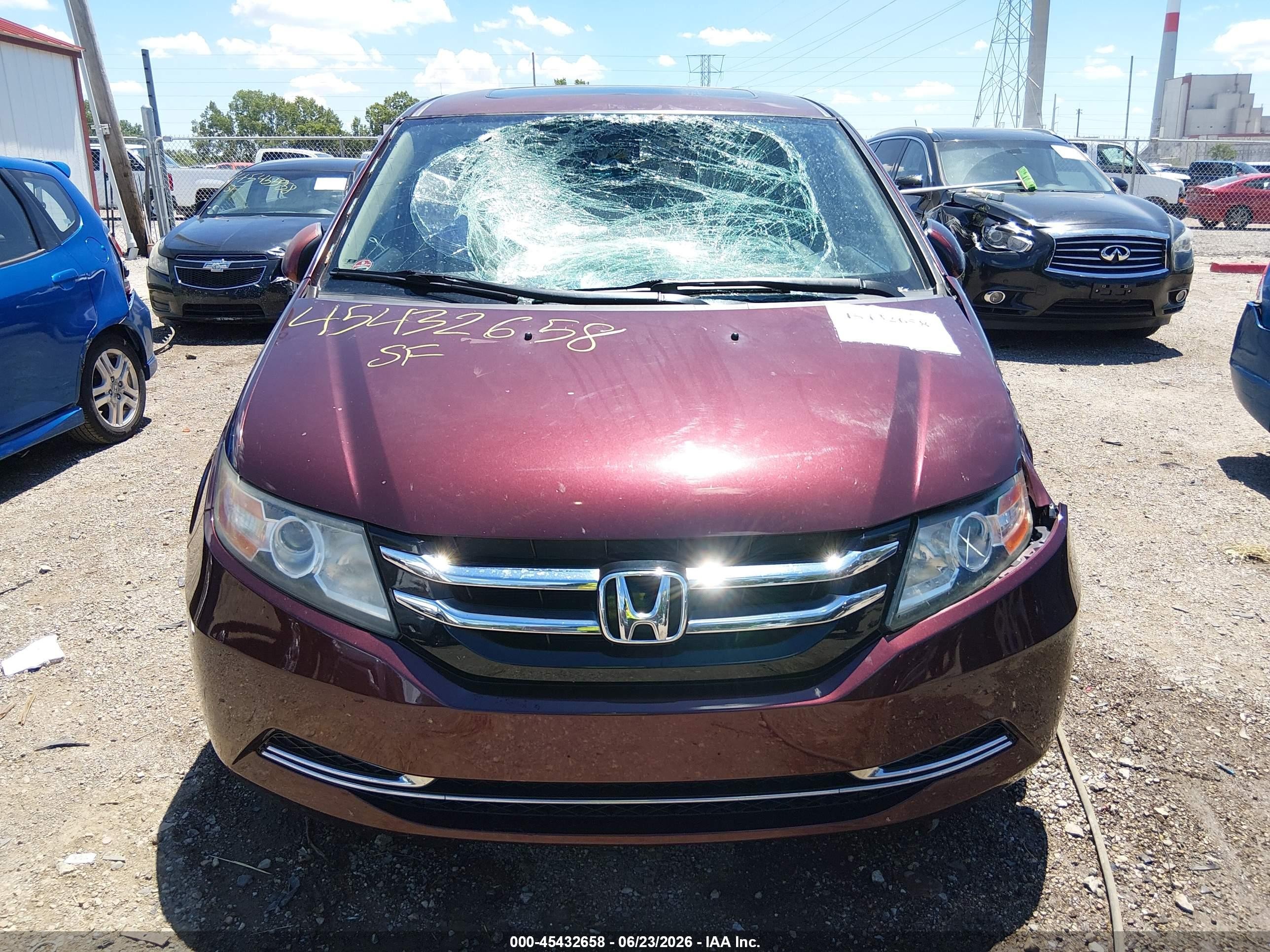 2014 Honda Odyssey Ex-l Maroon vin: 5FNRL5H6XEB116559