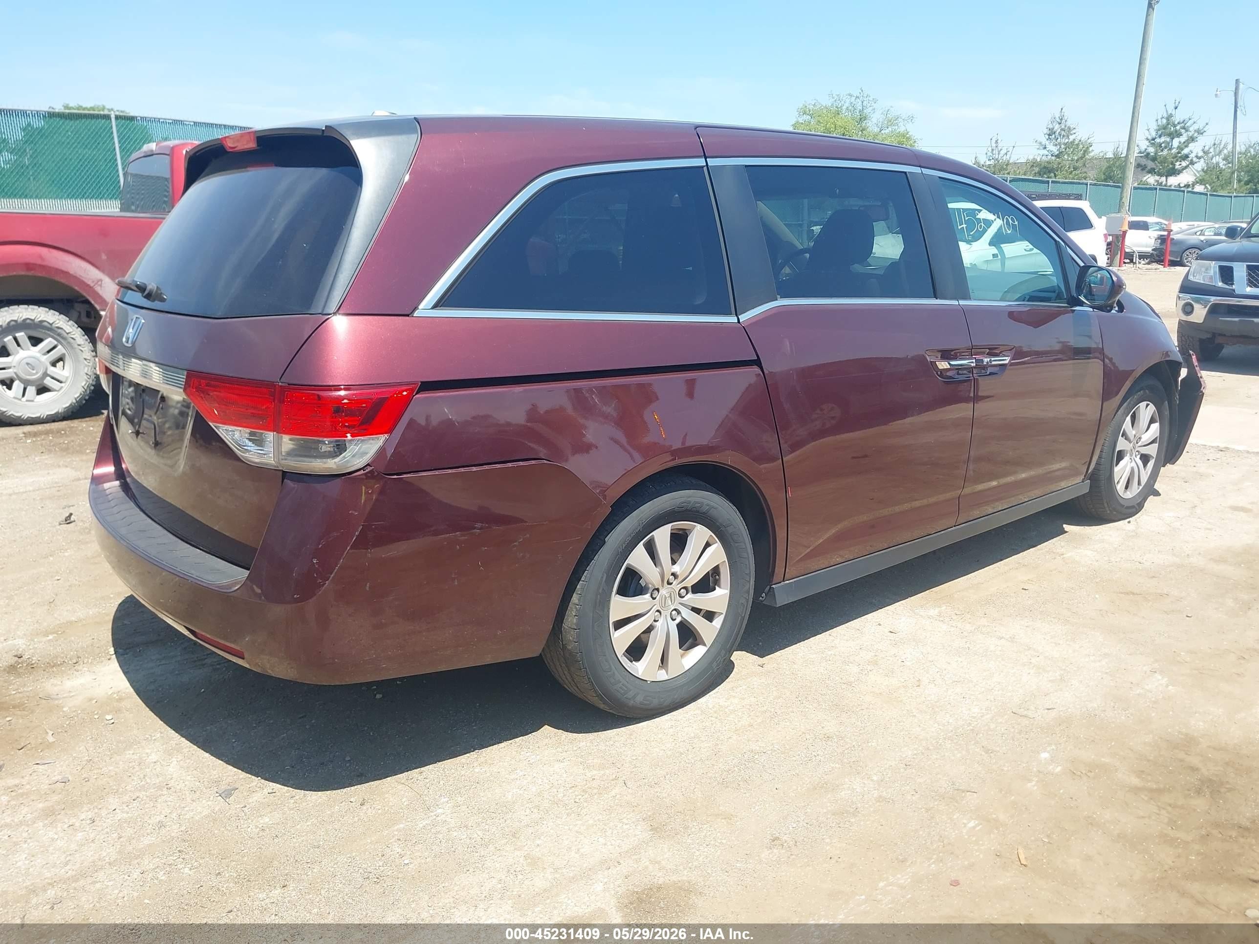 2015 Honda Odyssey Ex-l Burgundy vin: 5FNRL5H6XFB042139